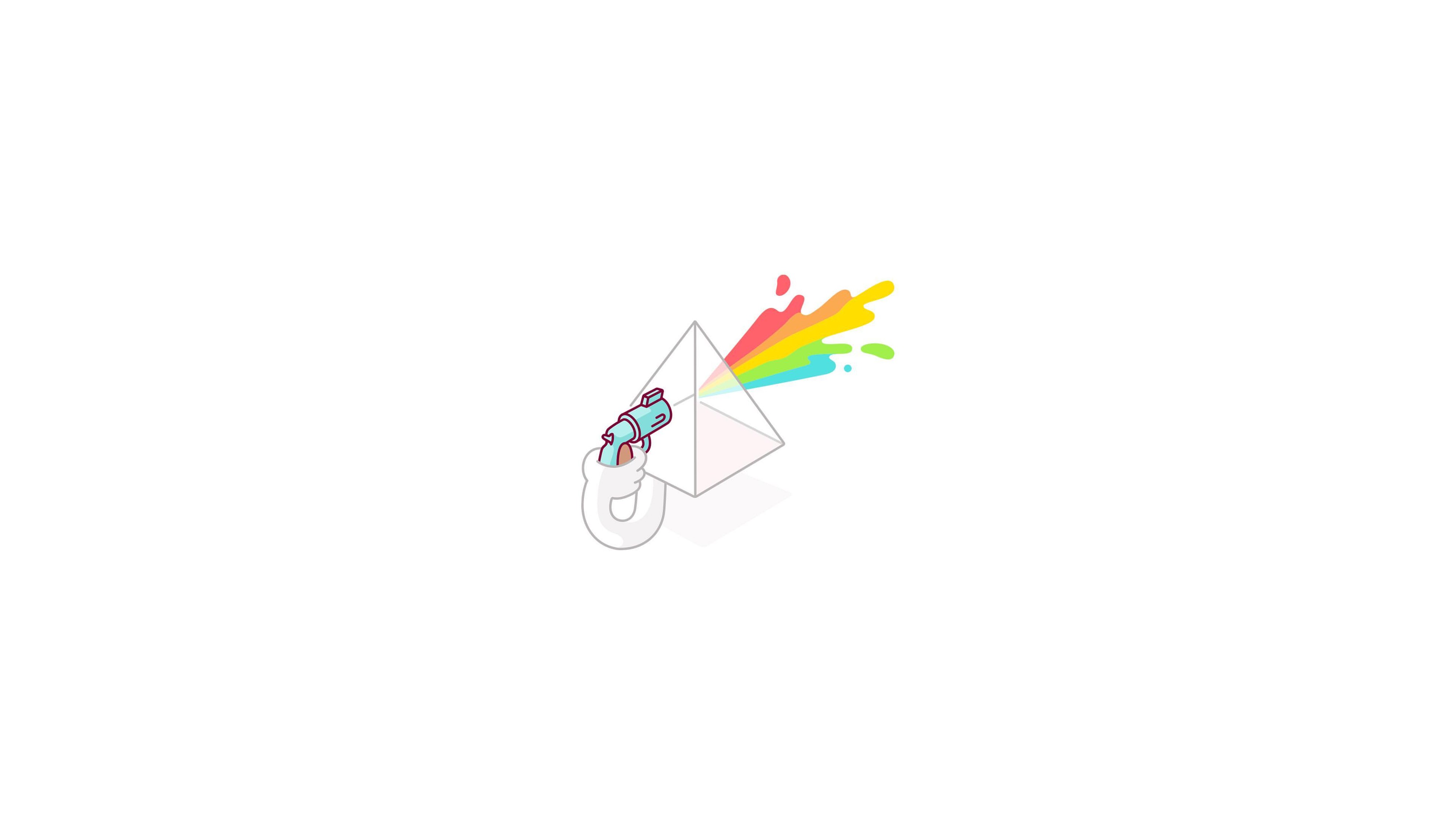 Water gun shooting rainbow colors through a prism HD Wallpaper