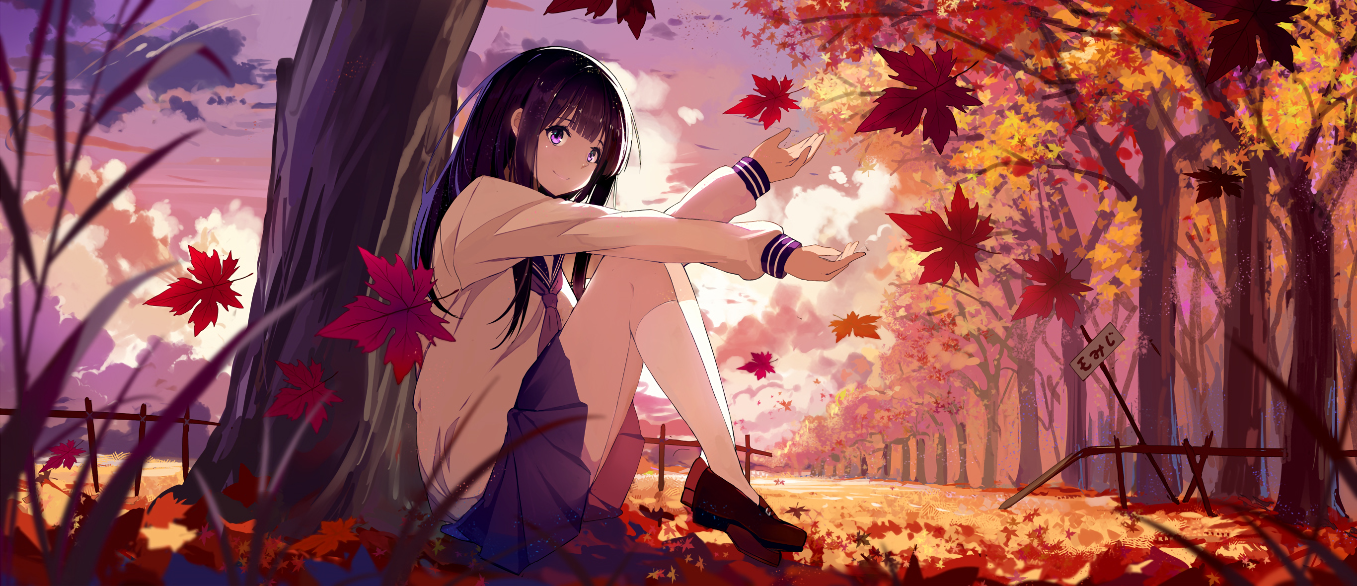 Chitanda Eru from Hyouka in Autumn HD Wallpaper