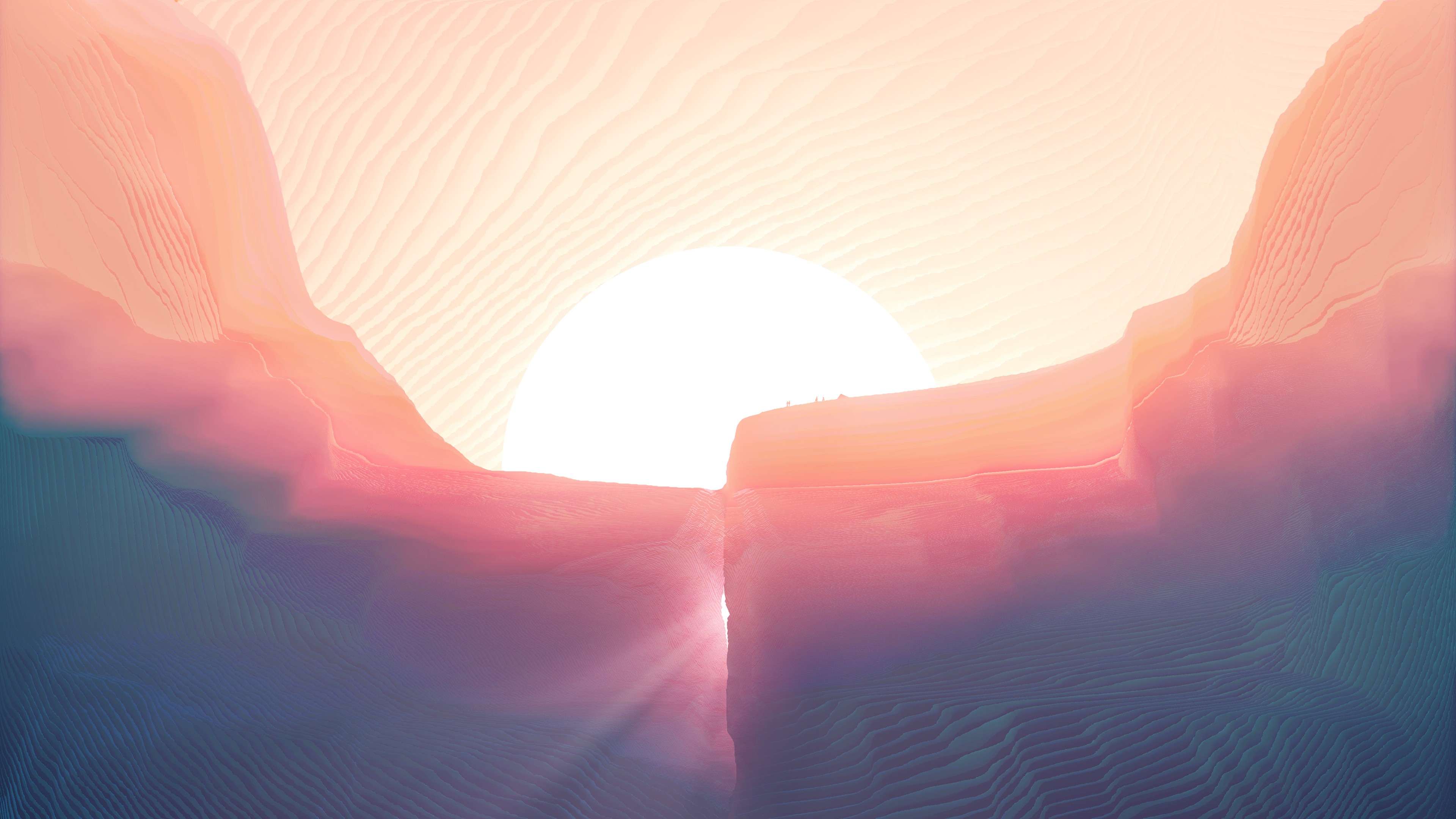 Abstract desert landscape with sunbeams HD Wallpaper
