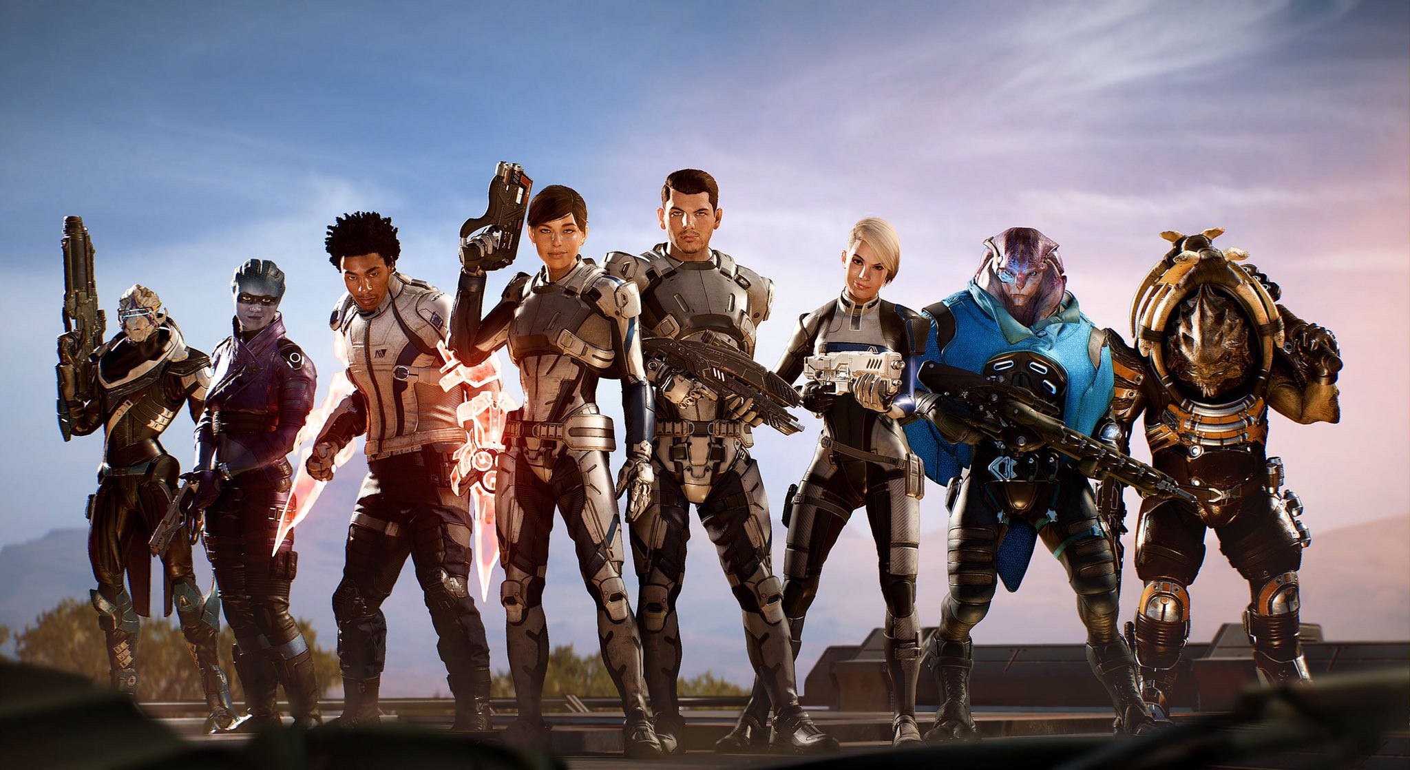 Mass Effect: Andromeda characters standing together HD Wallpaper