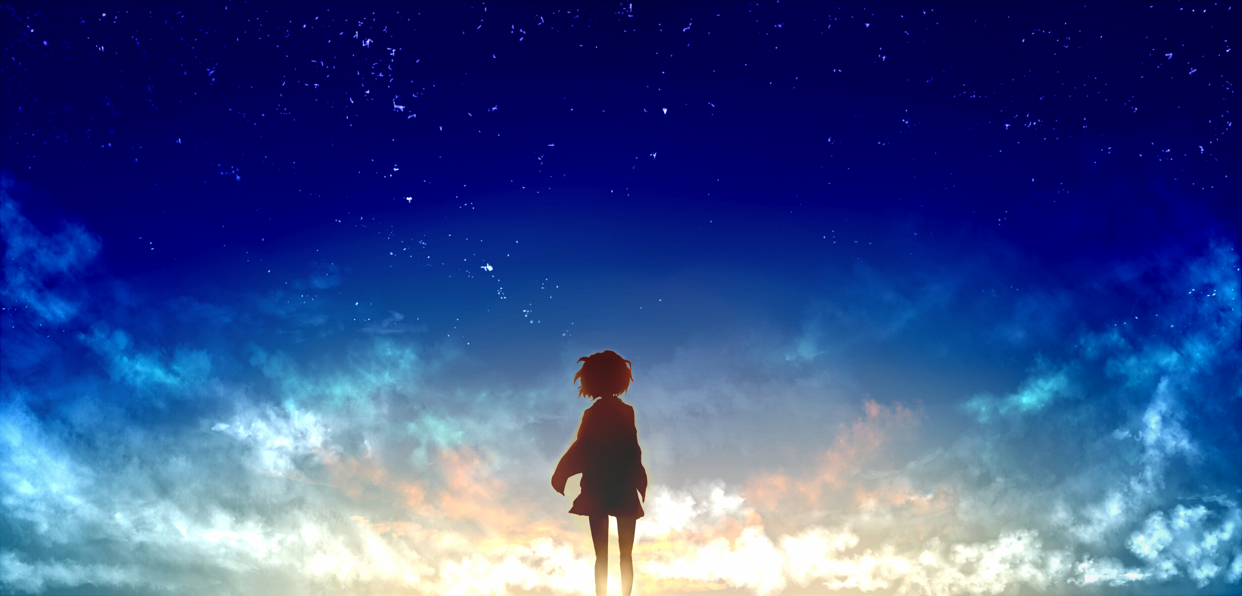 Kuriyama Mirai from Kyoukai no Kanata looking at the starry sky HD Wallpaper
