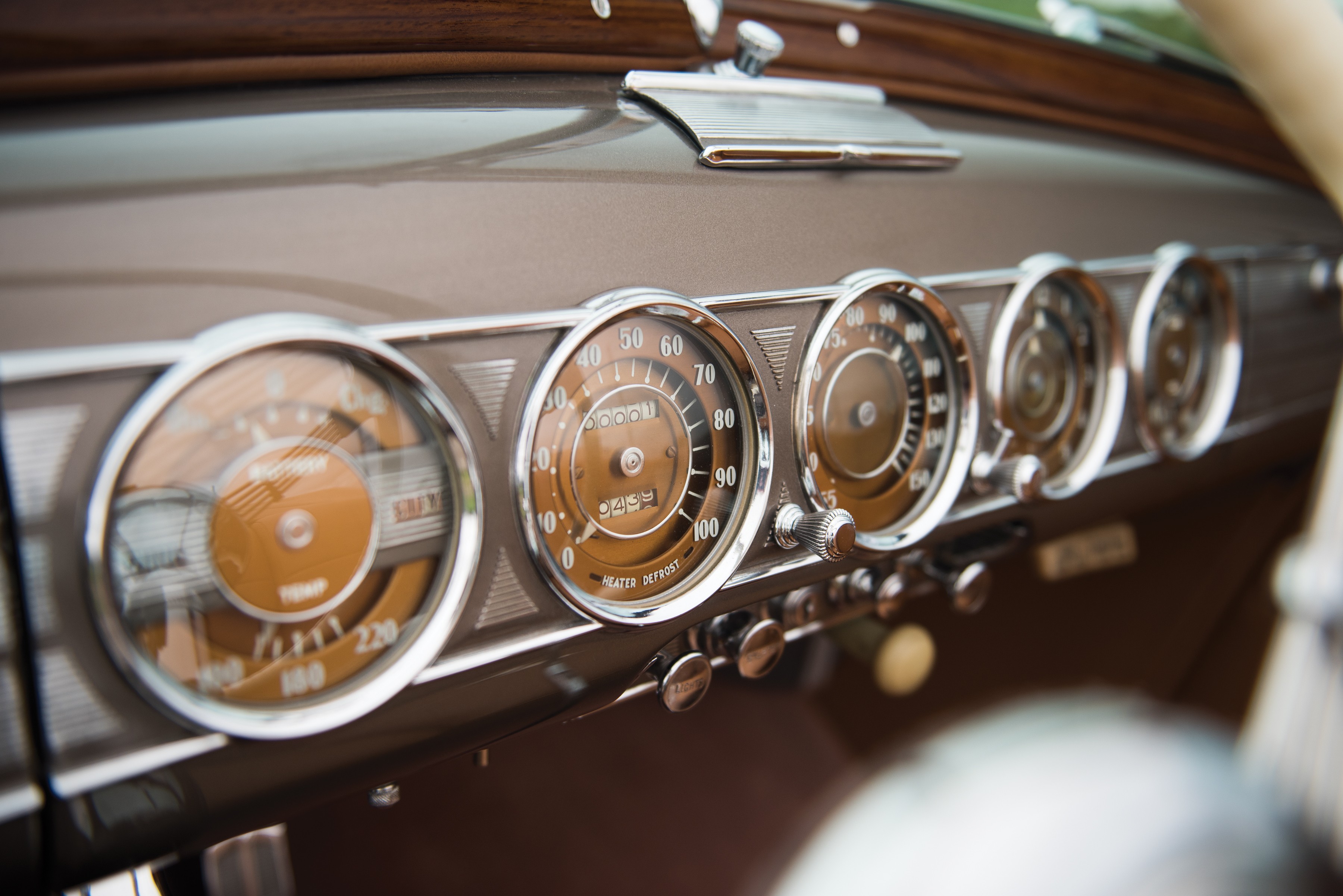 Vintage car dashboard with gauges HD Wallpaper