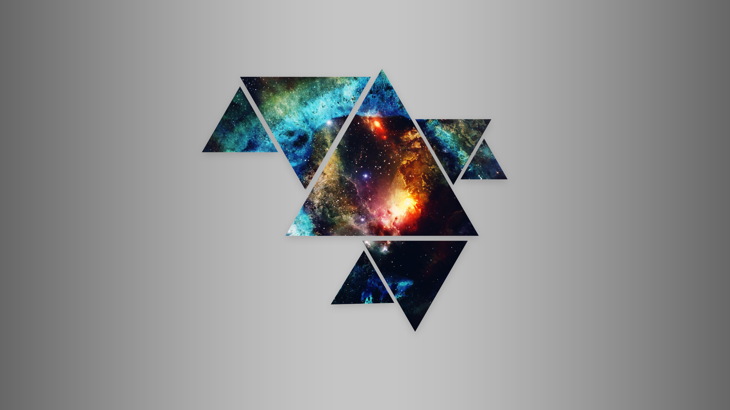 Abstract geometric shapes with galaxy images HD Wallpaper