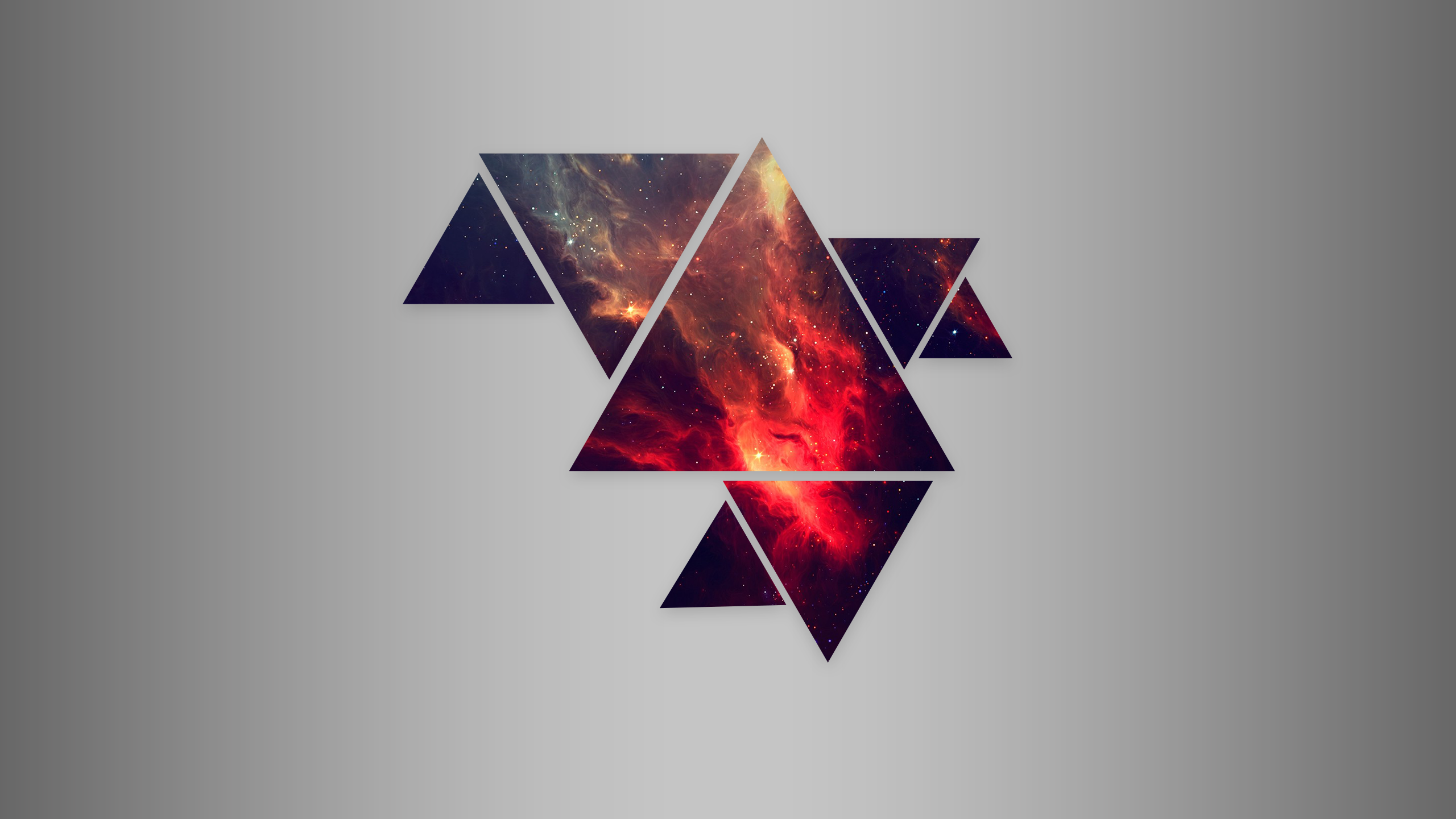 Abstract geometric shapes with nebula imagery HD Wallpaper