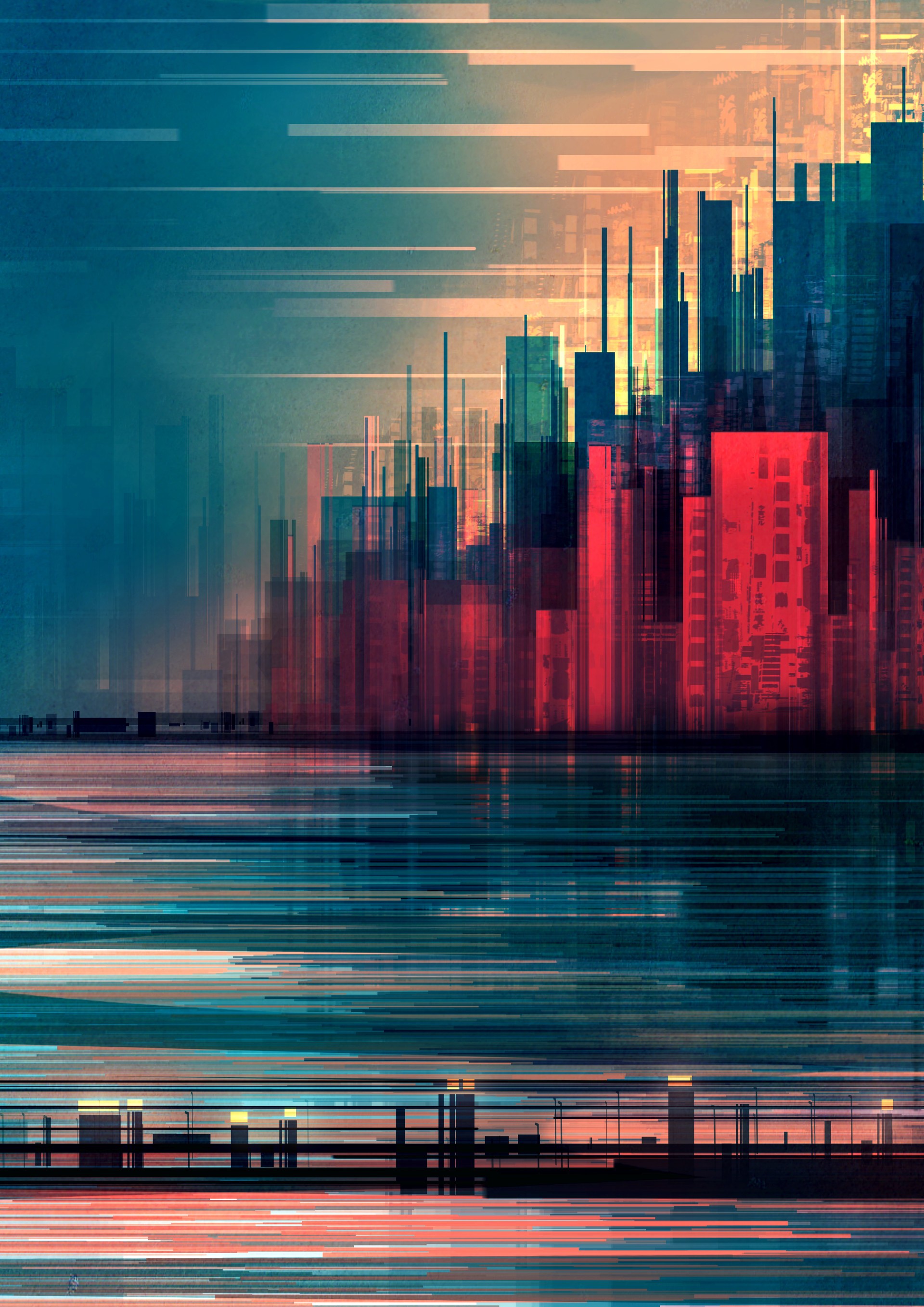 Abstract Cityscape Artwork by Scott Uminga HD Wallpaper