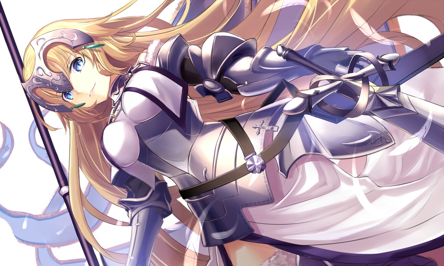 Jeanne d'Arc from Fate/Grand Order with blonde hair and armor HD Wallpaper