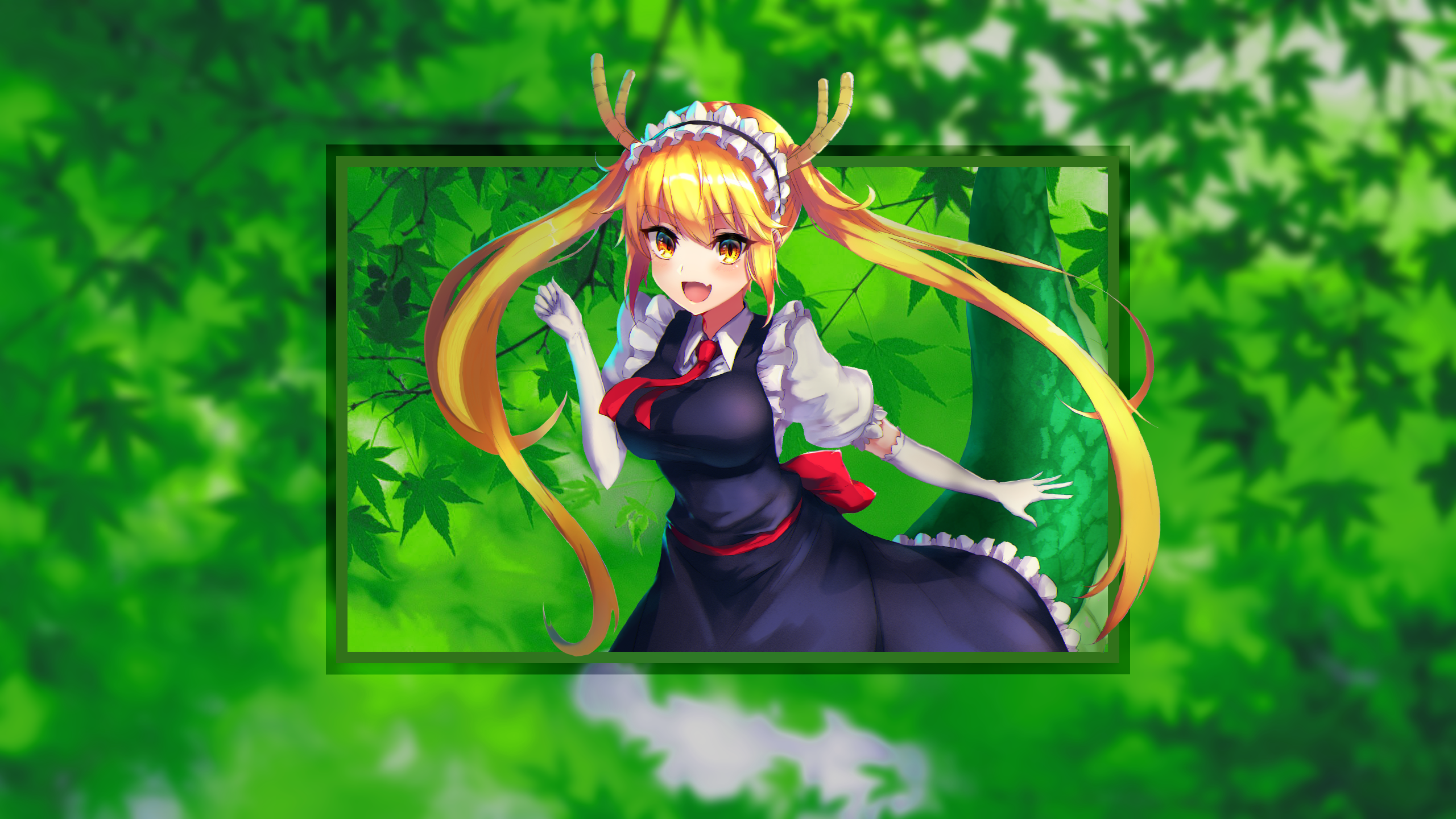 Tohru from Kobayashi-san Chi no Maid Dragon in a forest HD Wallpaper