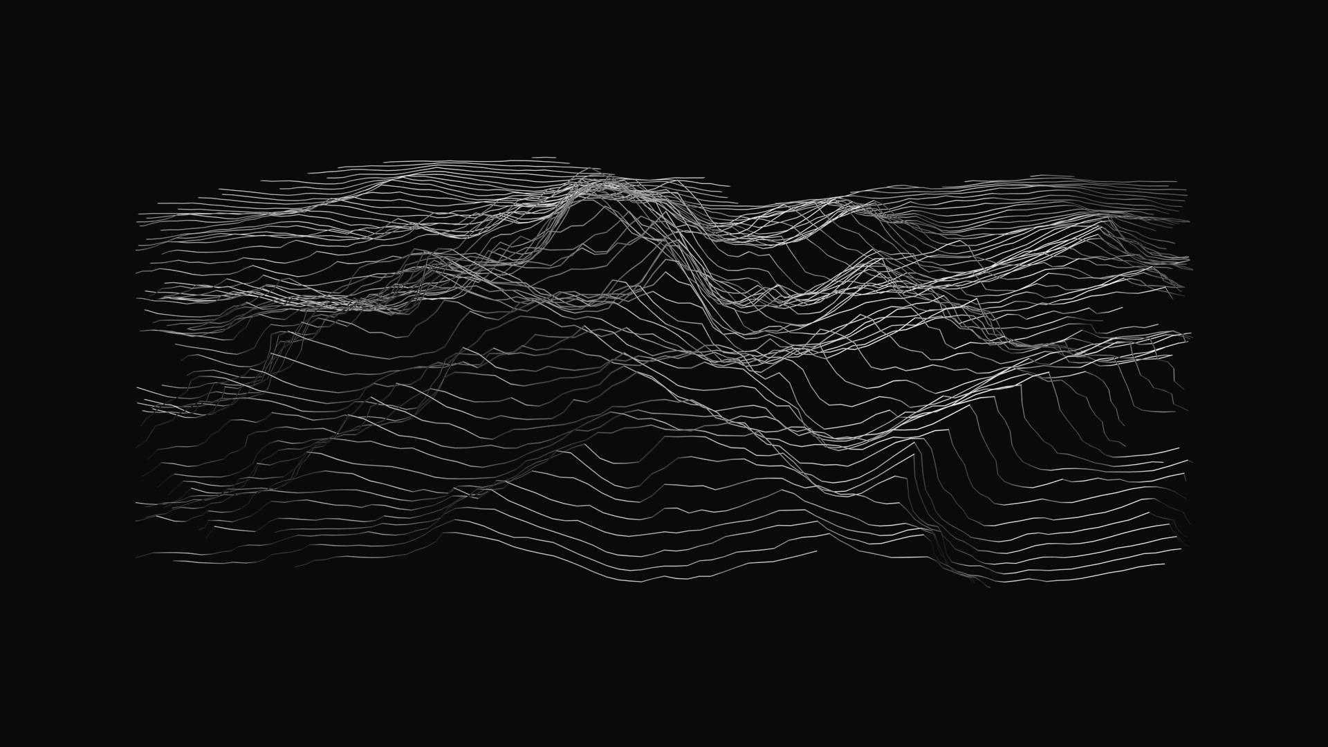 Abstract topographic lines on black background HD Wallpaper