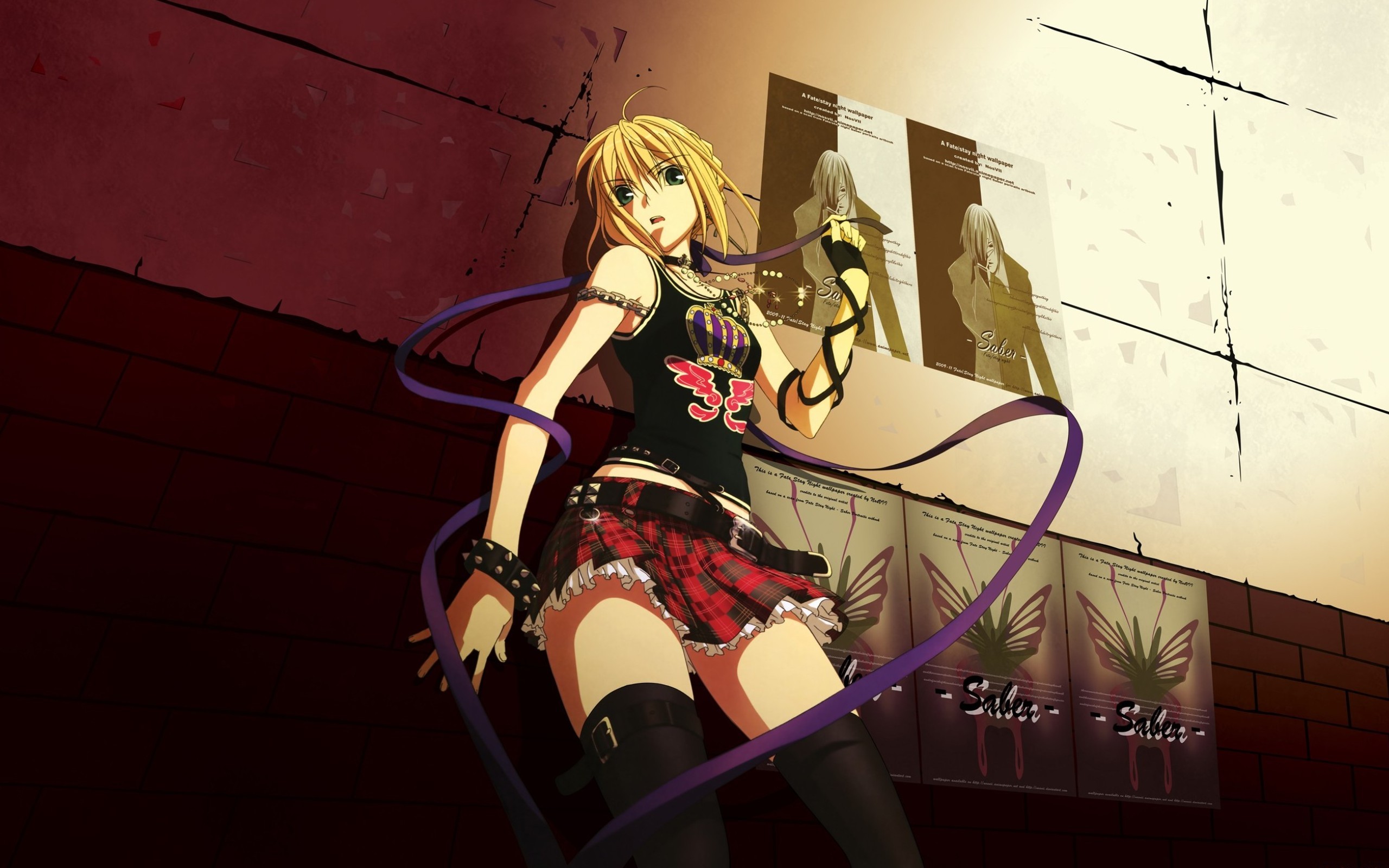 Saber from Fate/Stay Night in punk attire HD Wallpaper