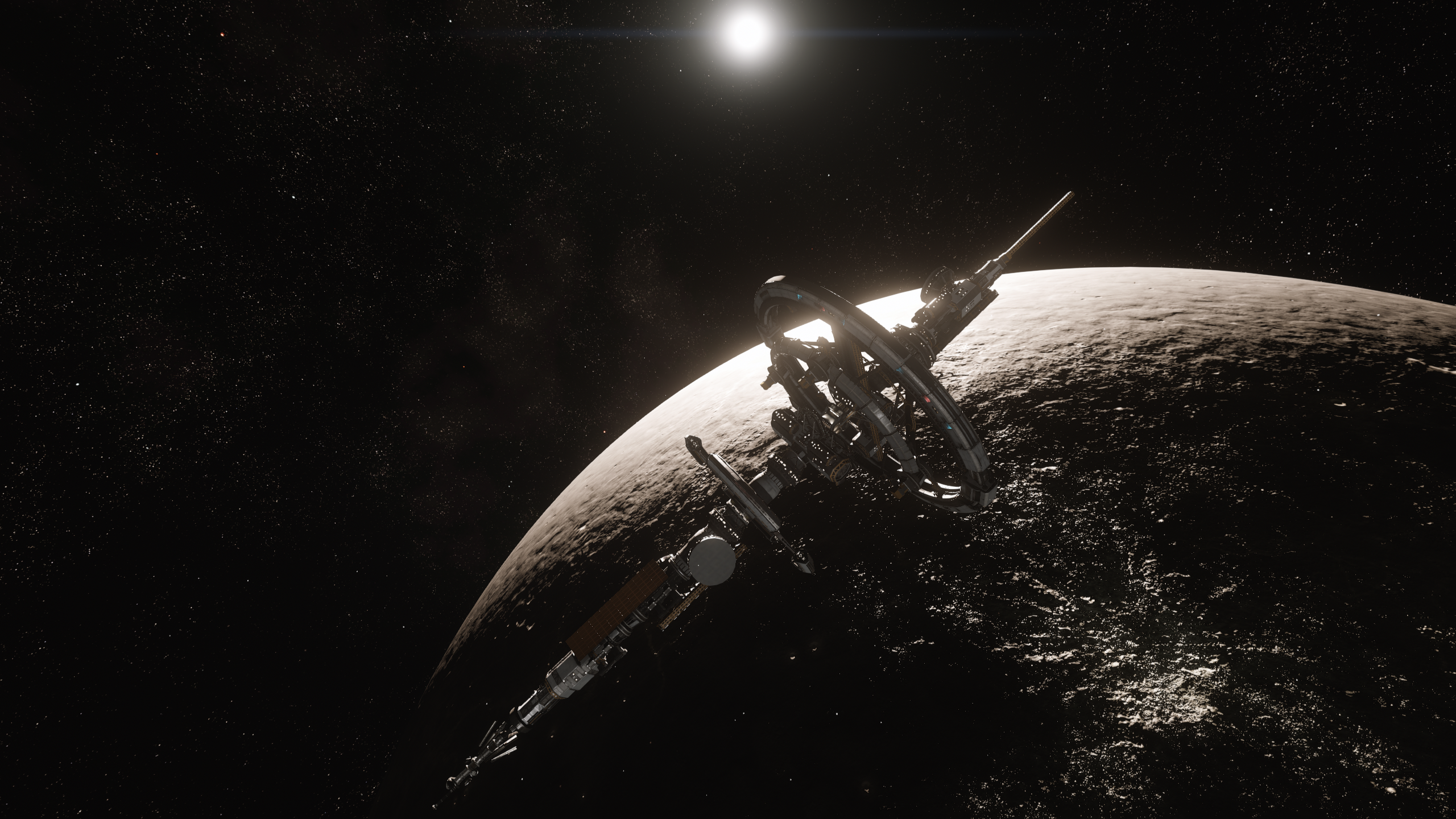 Star Citizen space station orbiting a planet HD Wallpaper