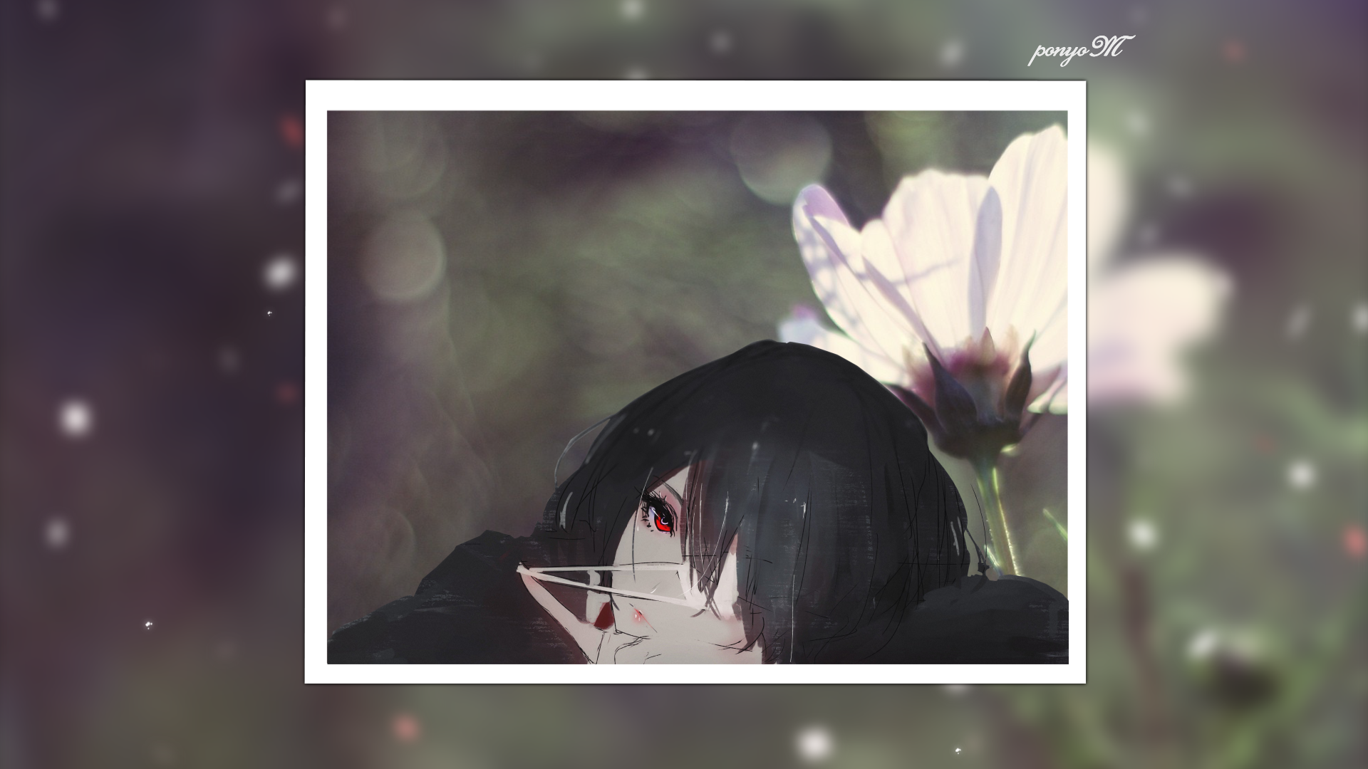 Misaki Mei from Another with a flower HD Wallpaper