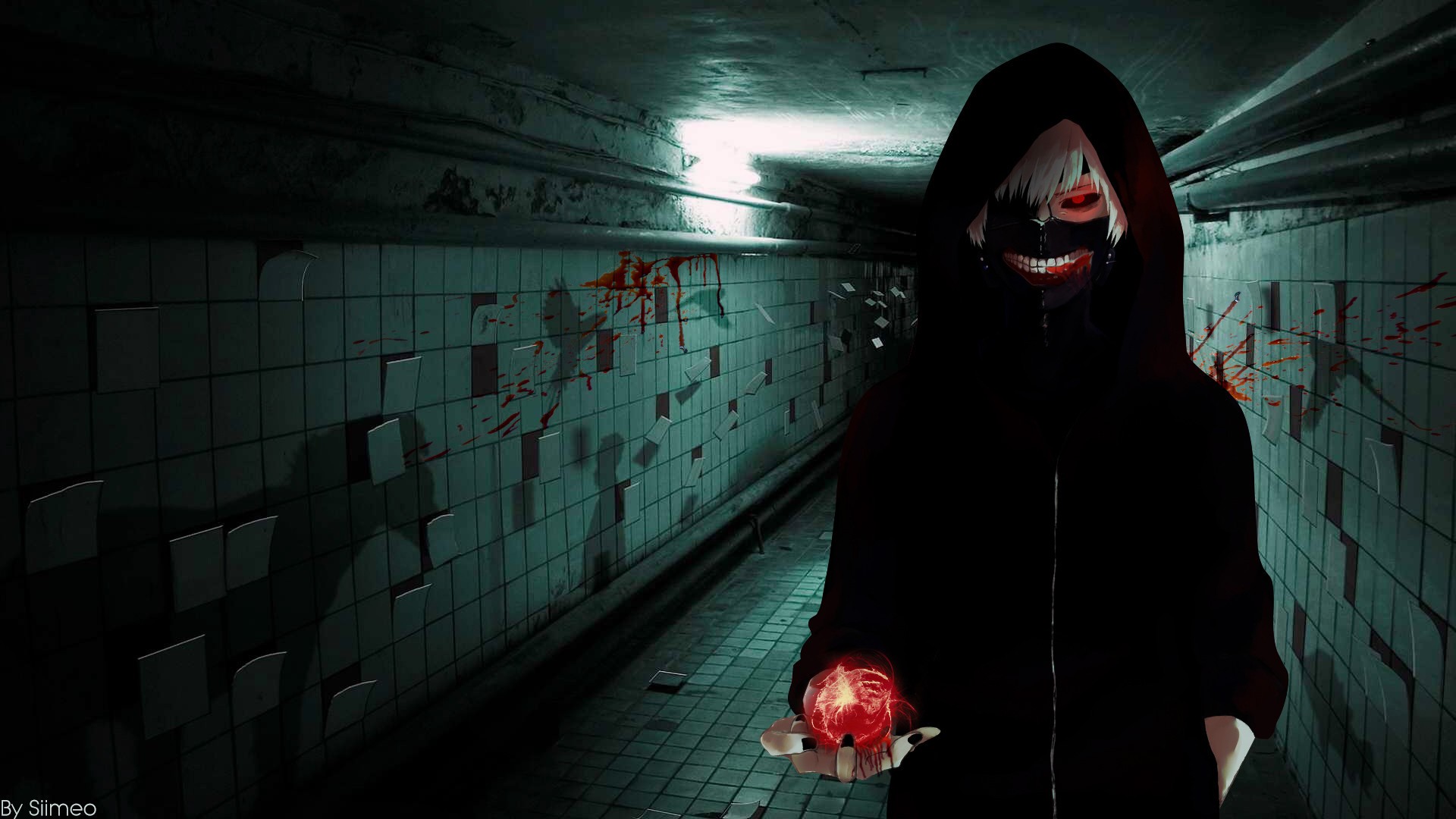 Kaneki Ken from Tokyo Ghoul holding a glowing orb HD Wallpaper