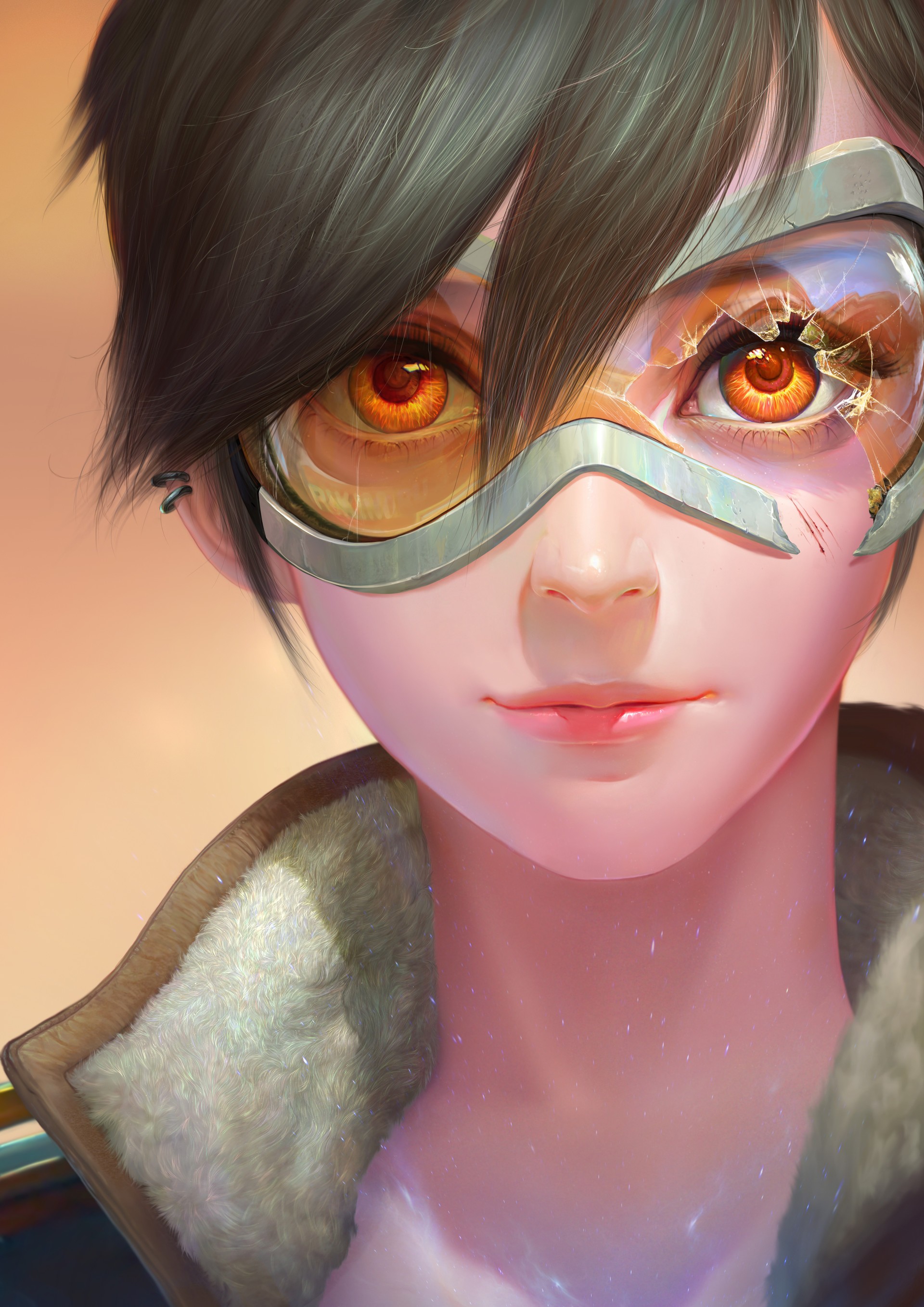 Tracer from Overwatch portrait by JOO YANN ANG HD Wallpaper