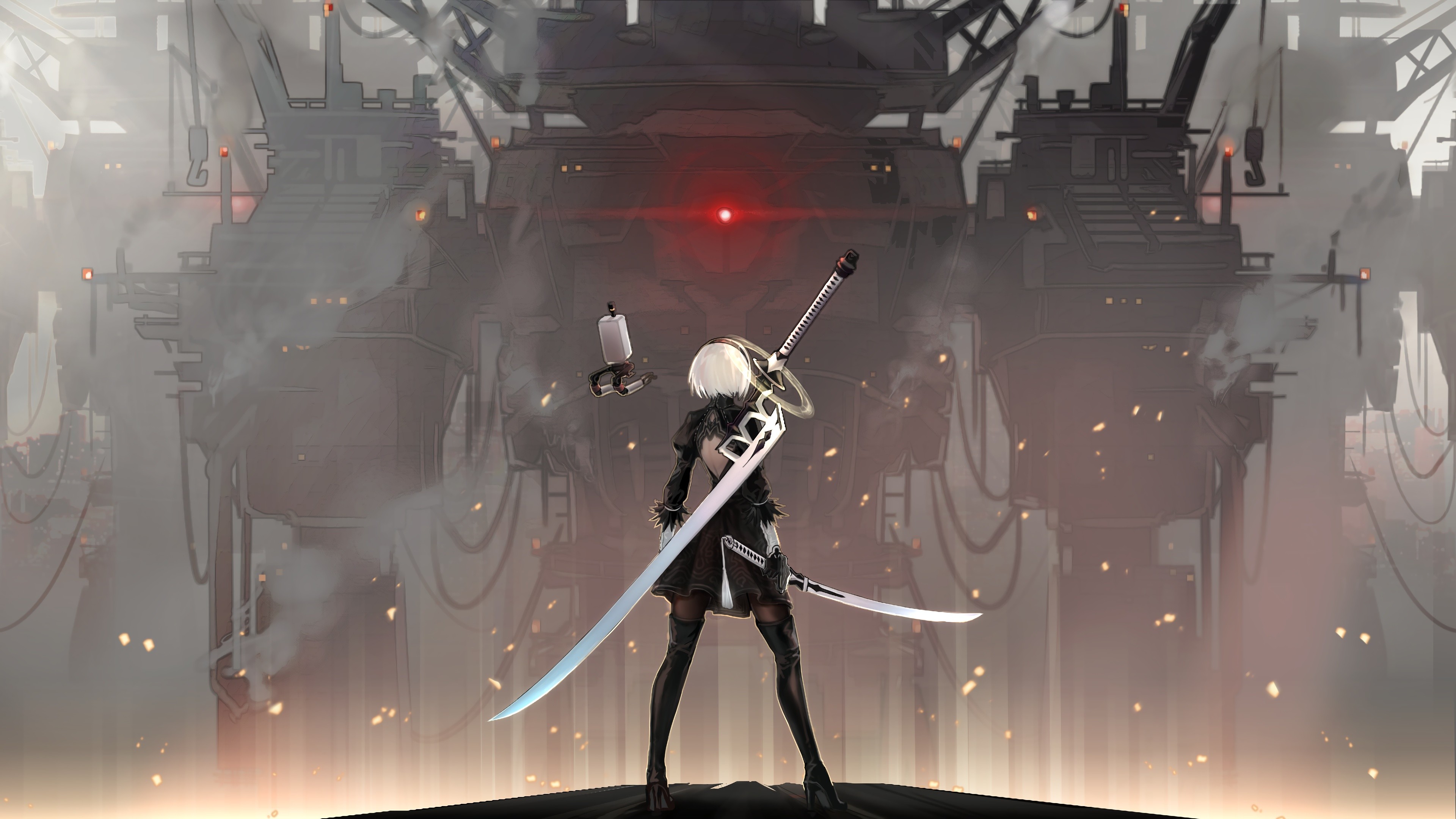 2B from Nier: Automata with swords HD Wallpaper