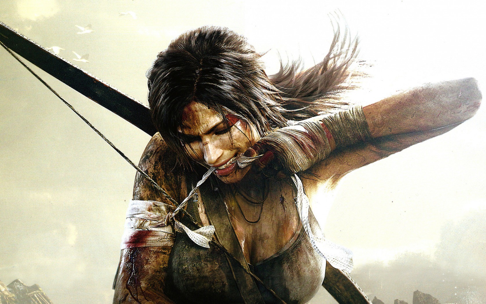 Lara Croft from Tomb Raider with bow HD Wallpaper