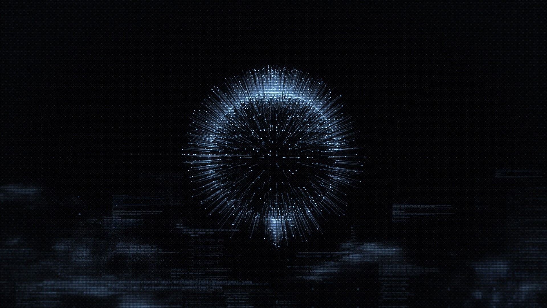 Digital sphere with light particles on dark background HD Wallpaper