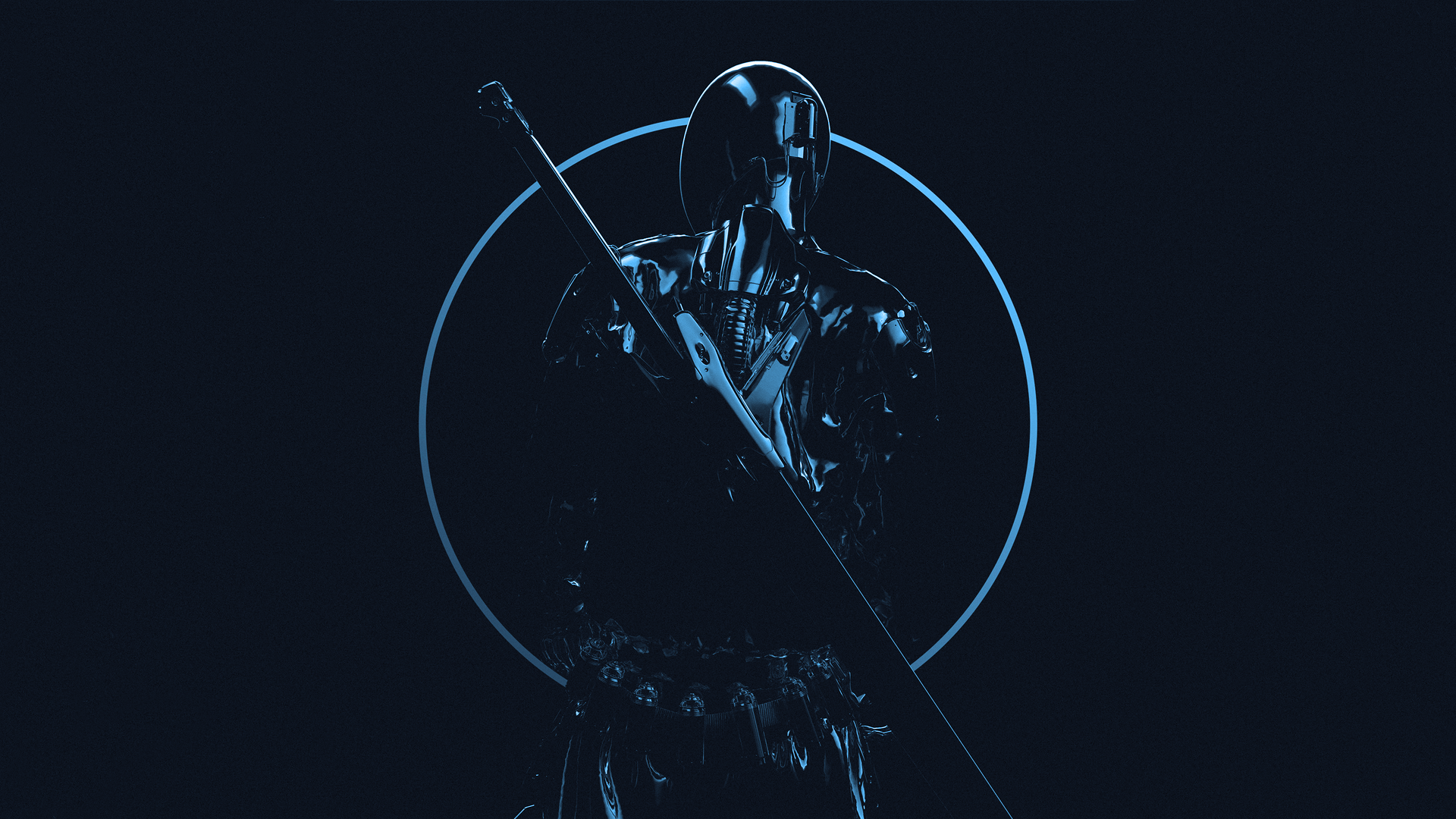 Robot with a sword inside a circle HD Wallpaper