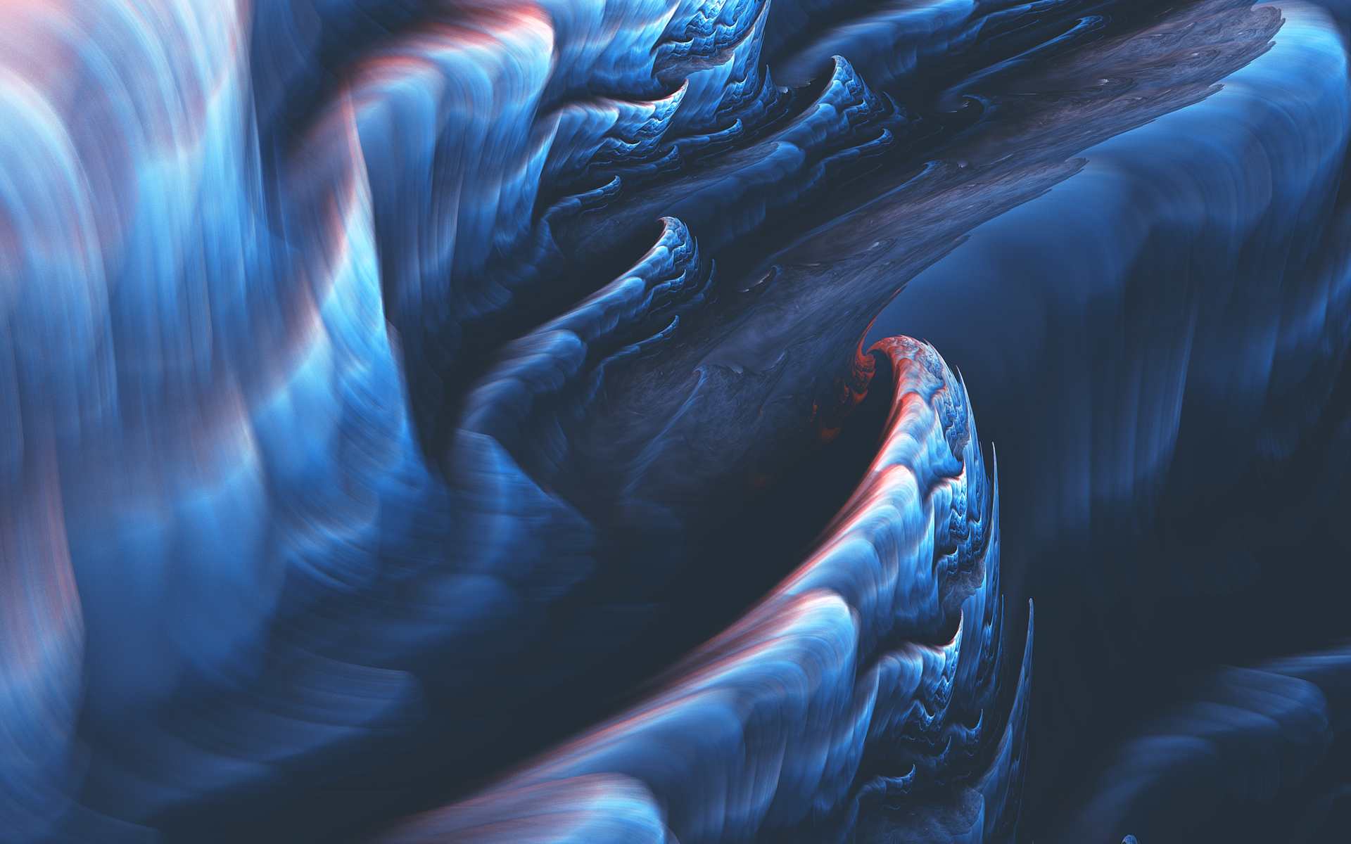 Abstract fractal artwork with blue and red swirls HD Wallpaper