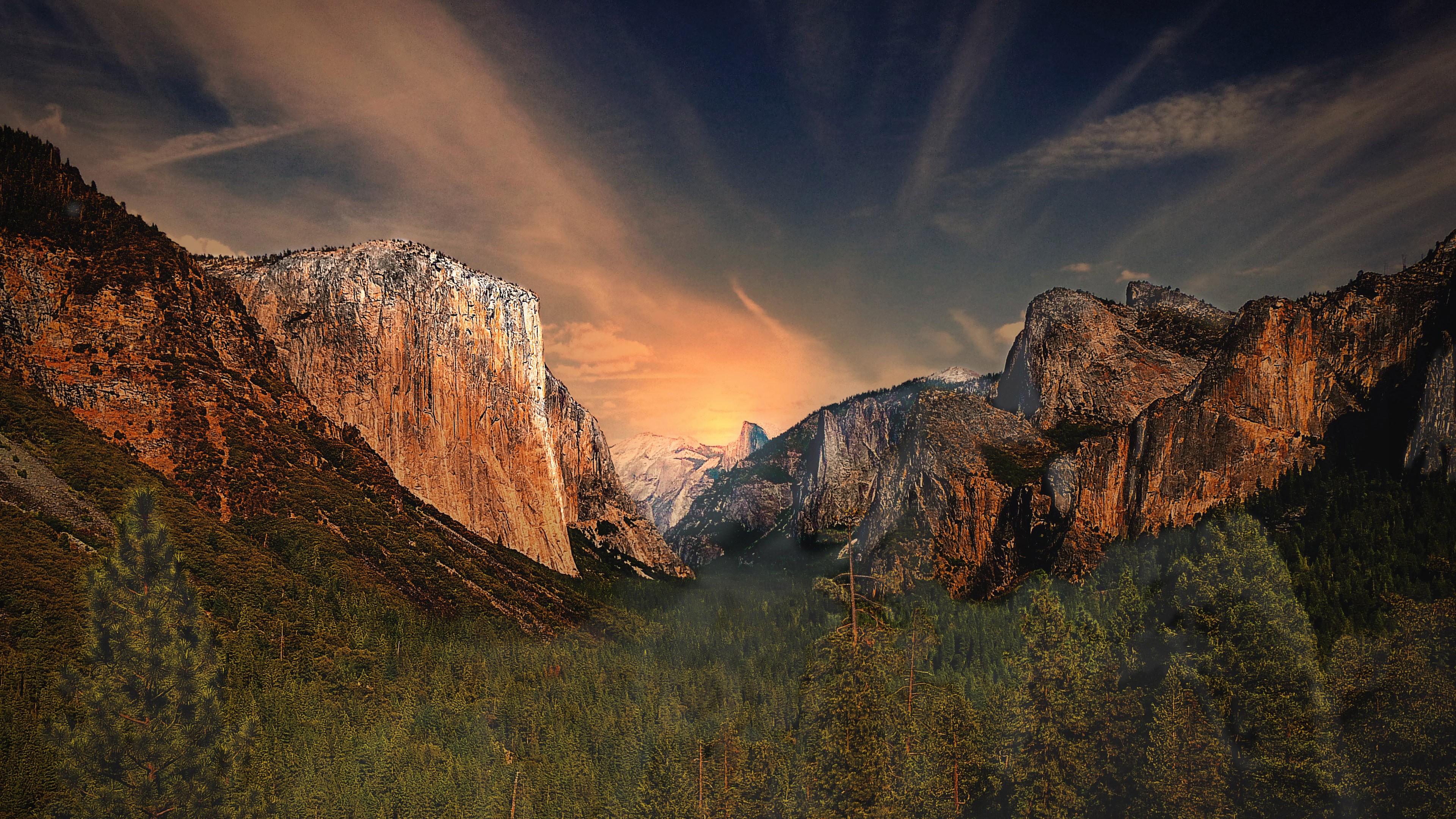 Yosemite National Park landscape photography at sunset HD Wallpaper