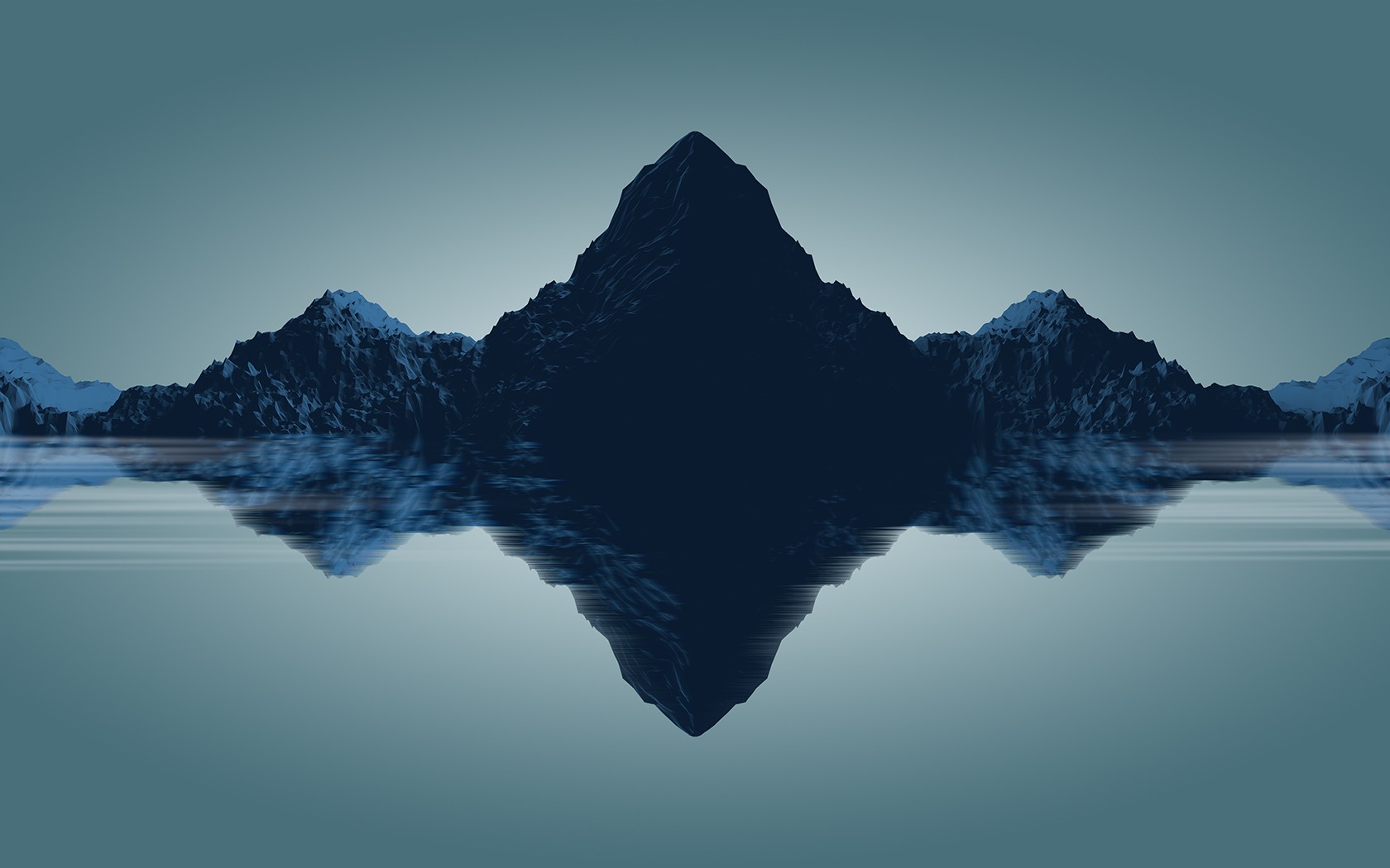 Dark mountains reflected in water HD Wallpaper