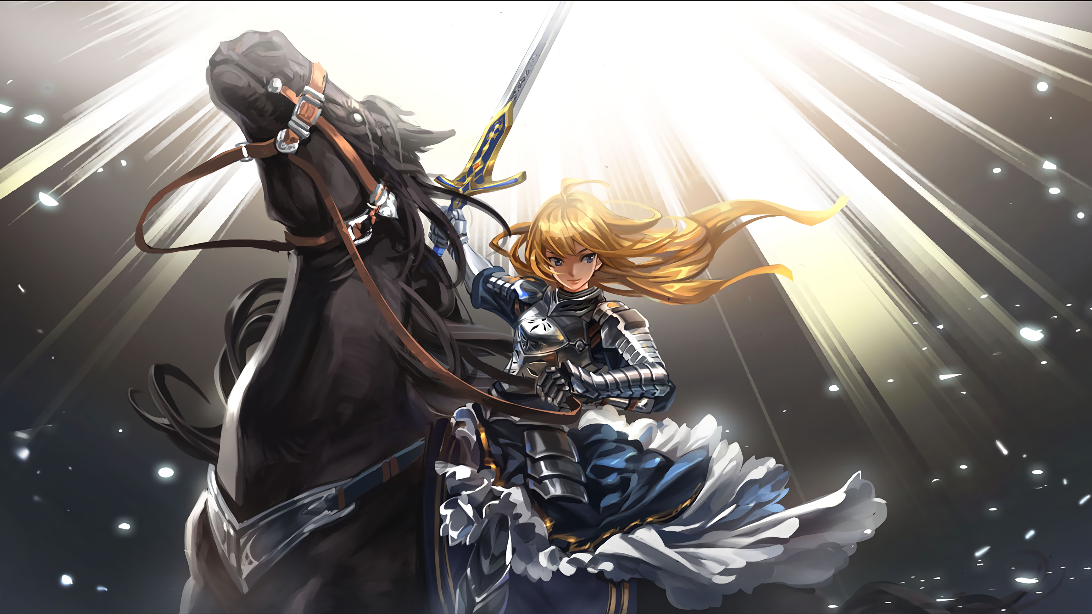 Saber from Fate/Stay Night on a horse HD Wallpaper