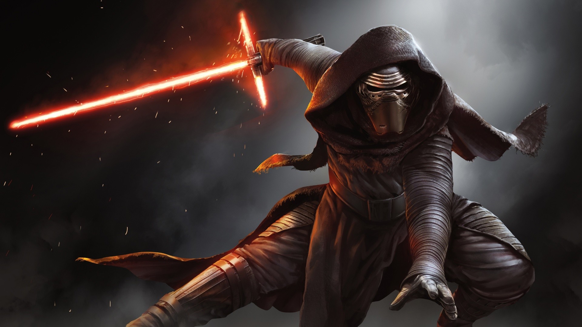 Kylo Ren from Star Wars with a lightsaber HD Wallpaper