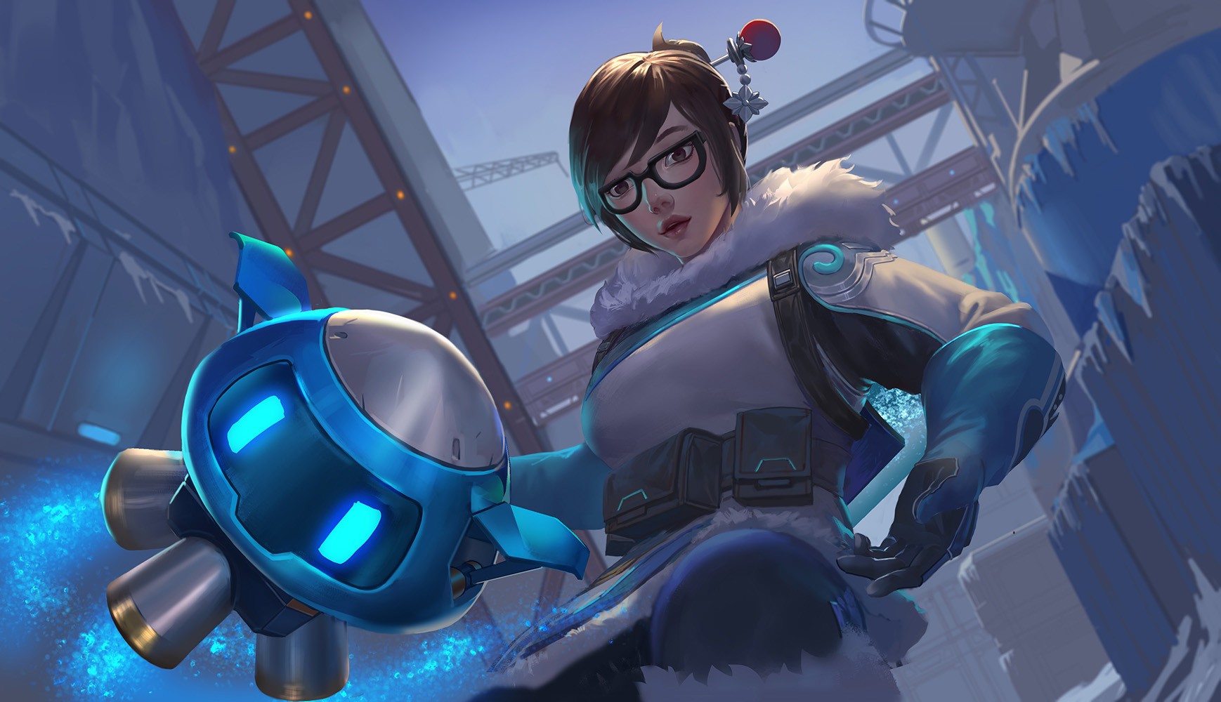 Mei from Overwatch with her drone HD Wallpaper