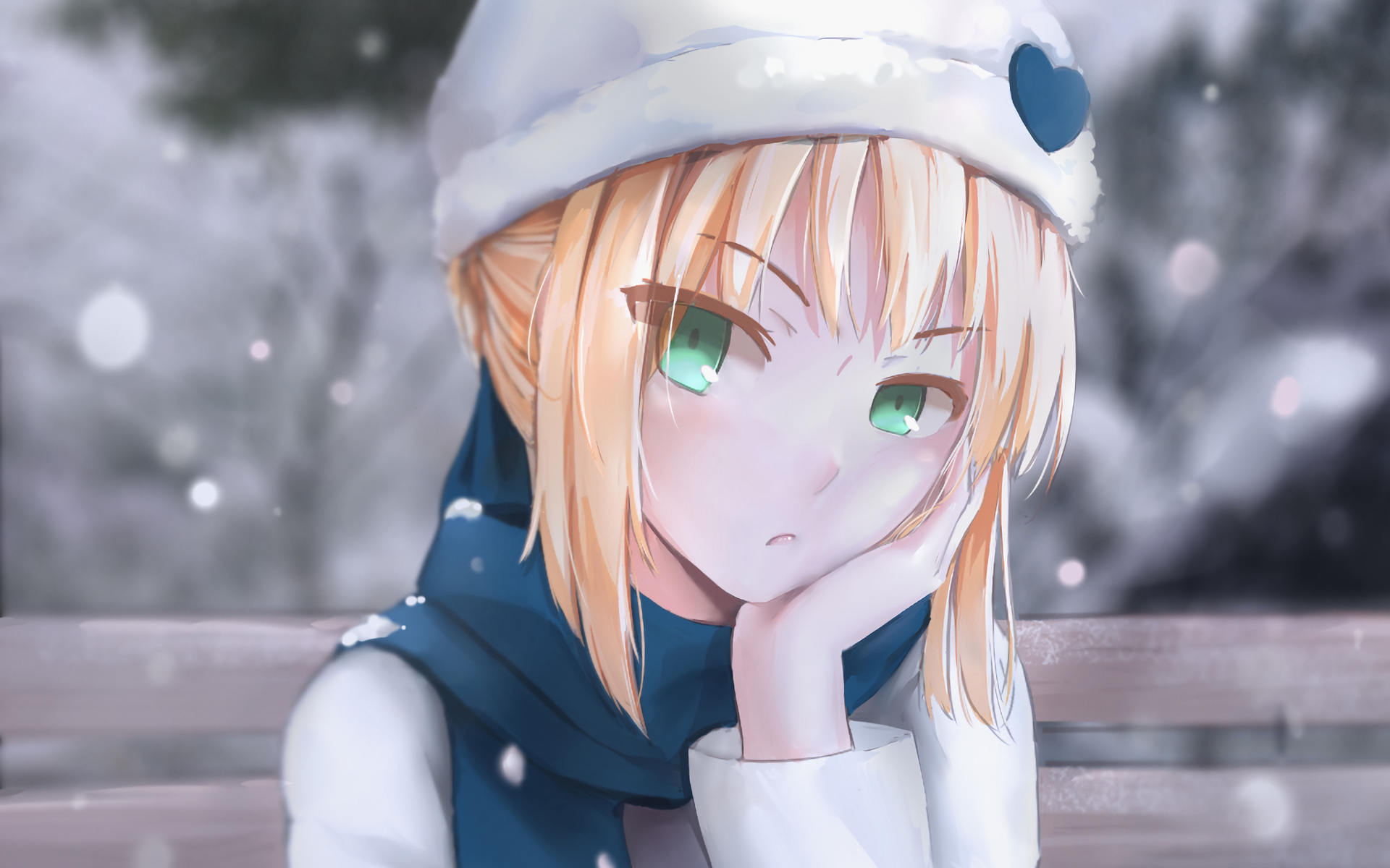 Saber from Fate/Stay Night in winter HD Wallpaper