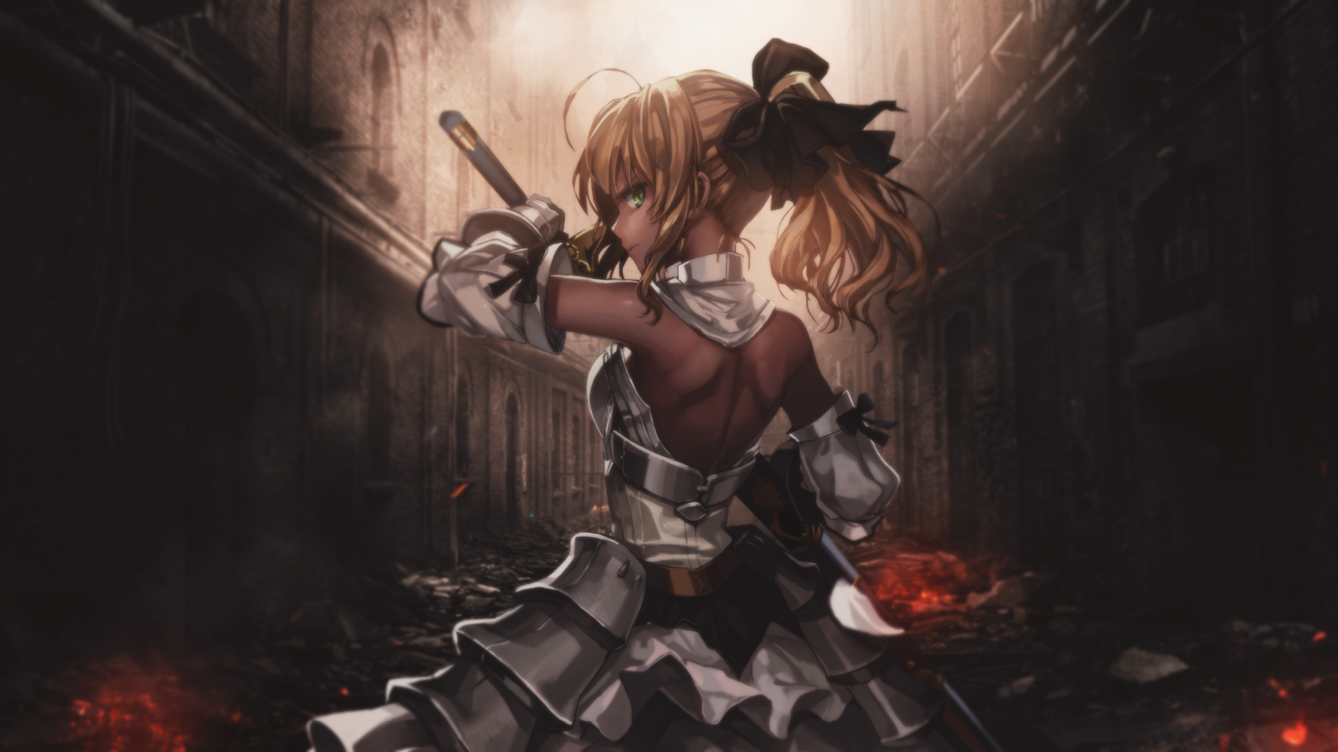Saber Lily from Fate/Stay Night holding a sword HD Wallpaper