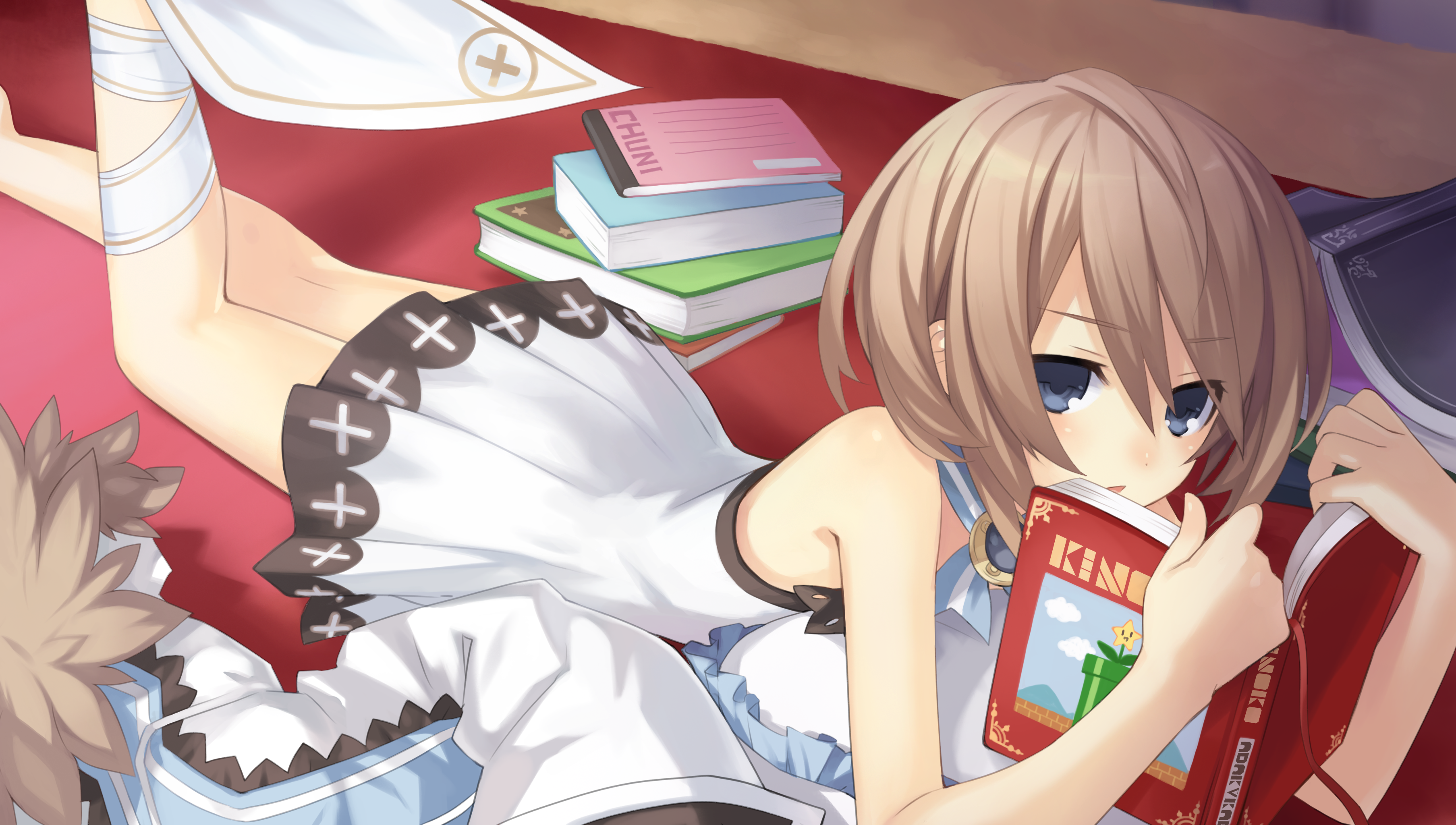 Blanc from Hyperdimension Neptunia reading books HD Wallpaper