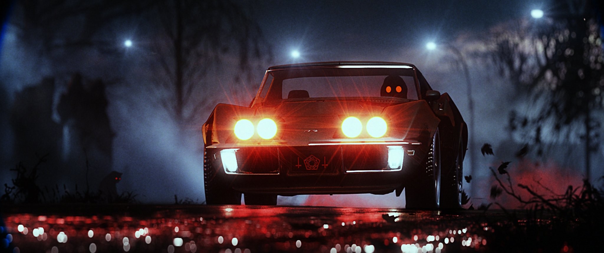 Chevrolet Corvette Stingray with red eyes in the dark HD Wallpaper