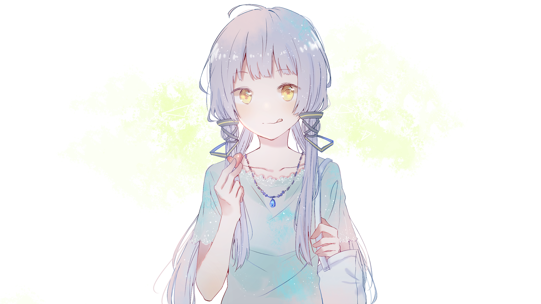 Anime girl with pigtails and necklace HD Wallpaper