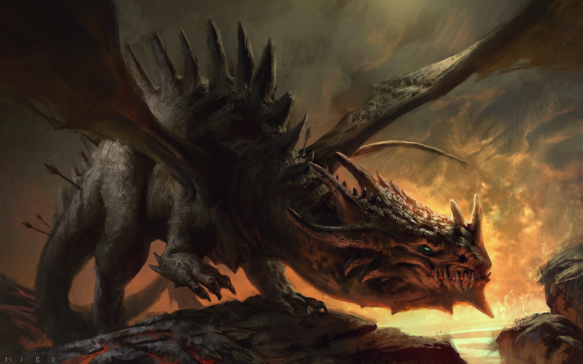 Dragon with arrows in its back HD Wallpaper