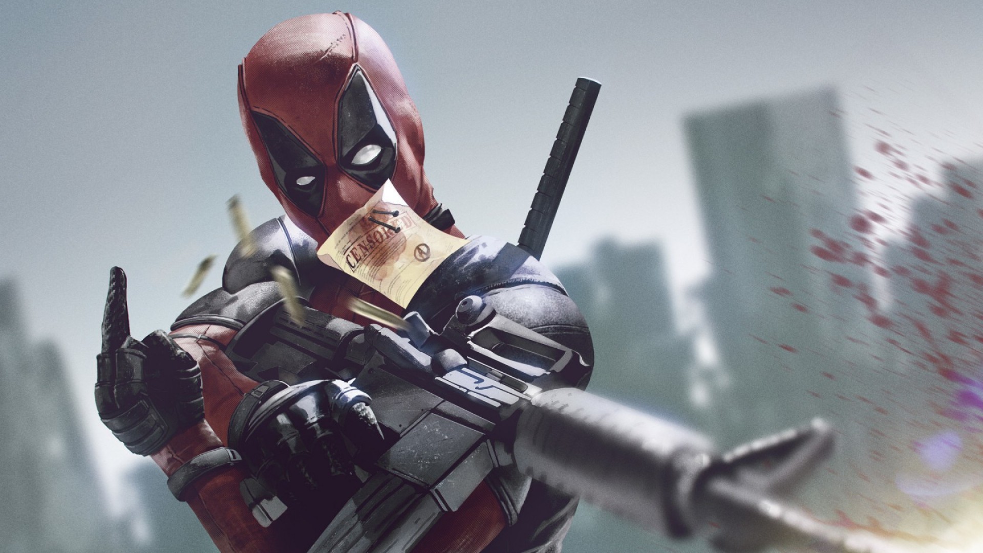 Deadpool from Marvel Comics holding a gun HD Wallpaper