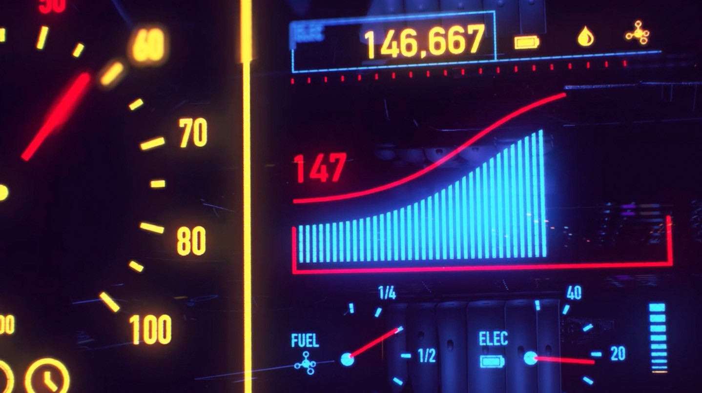 Retro Futuristic Dashboard with Gauges and Graph HD Wallpaper