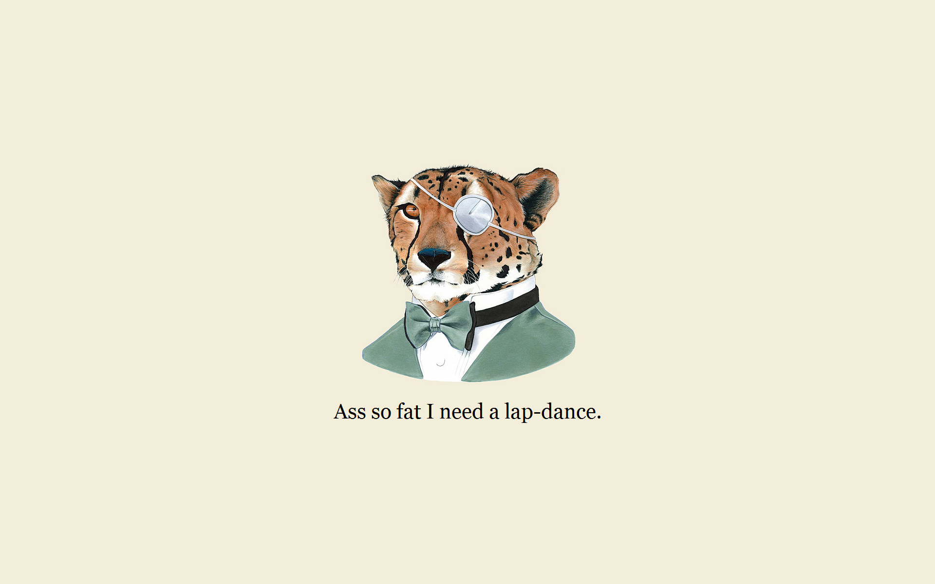 Cheetah in a suit with a monocle and text HD Wallpaper