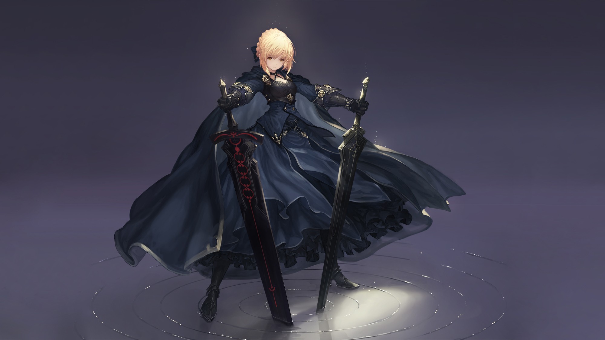 Saber from Fate/Grand Order with two swords HD Wallpaper