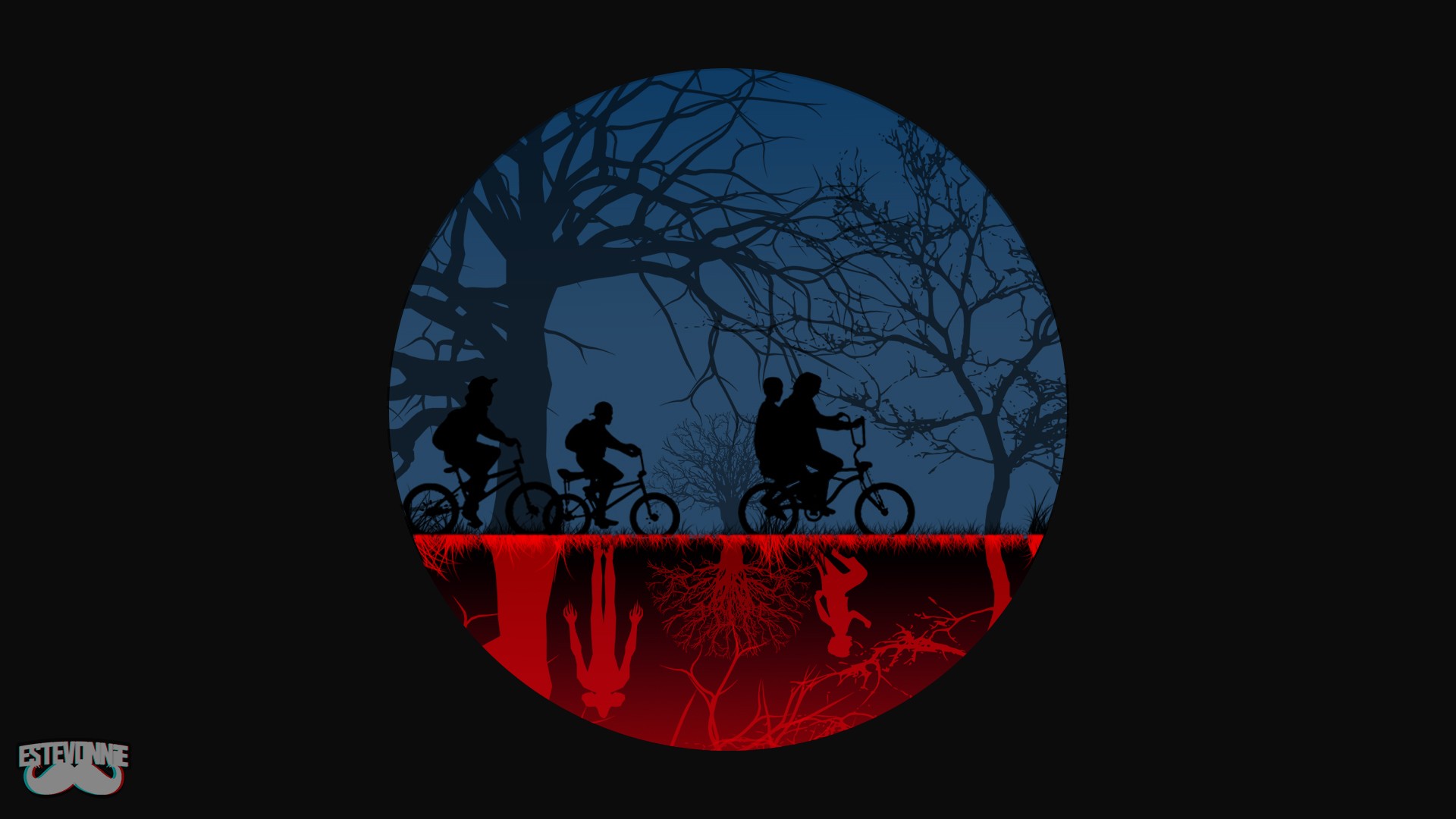 Children on bikes in Stranger Things Upside Down HD Wallpaper