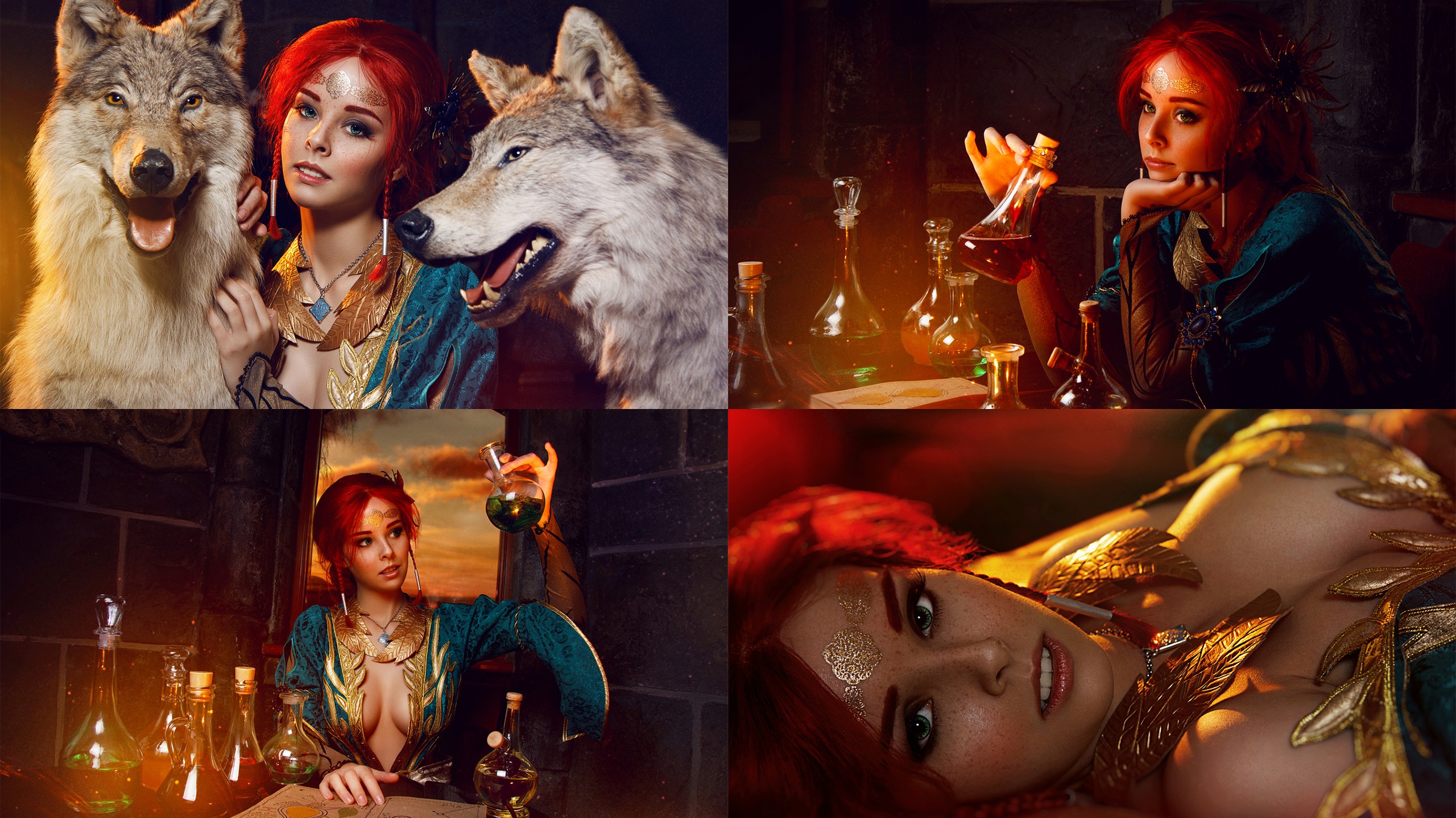 Triss Merigold from The Witcher 3: Wild Hunt cosplay collage HD Wallpaper