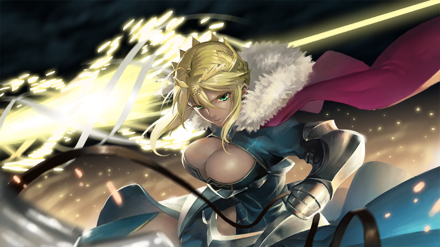 Saber from Fate/Grand Order with a sword HD Wallpaper