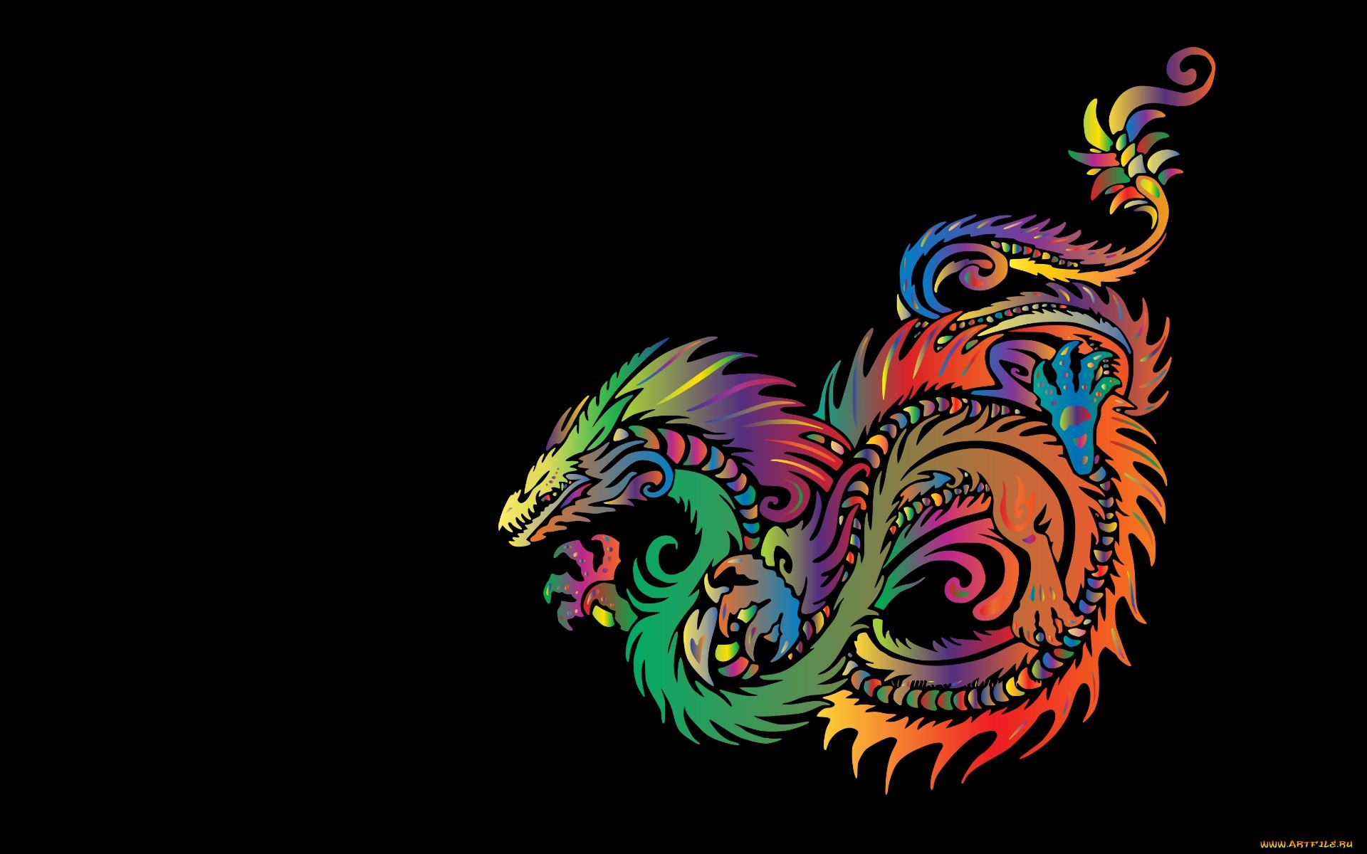 Colorful abstract dragon illustration HD Wallpaper