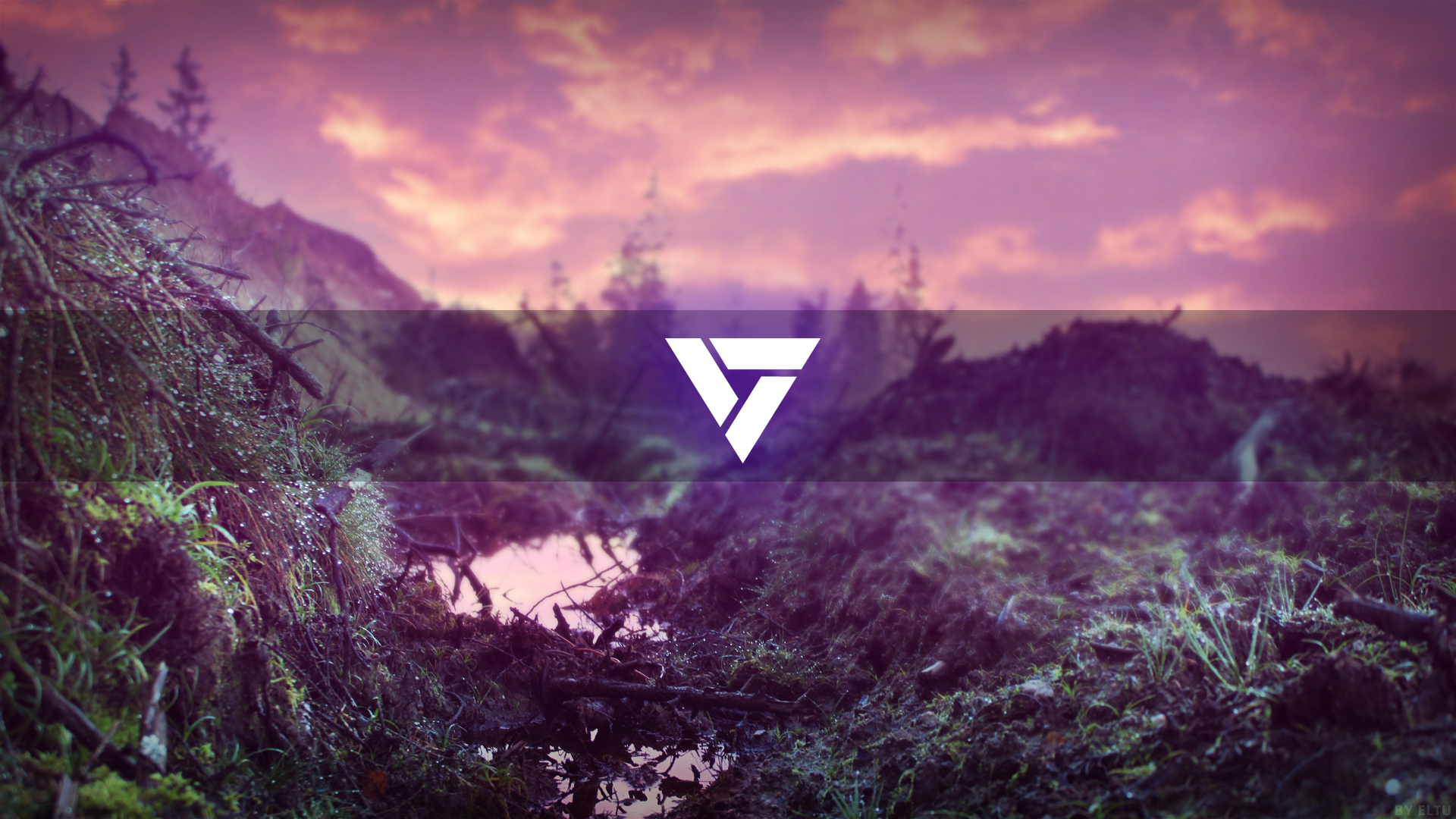 Logo over a landscape HD Wallpaper
