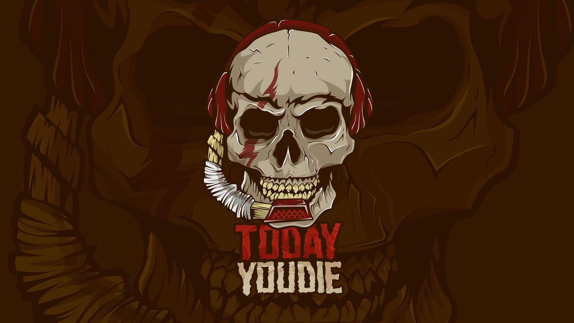 Skull with headphones and rope, text "TODAY YOU DIE" HD Wallpaper