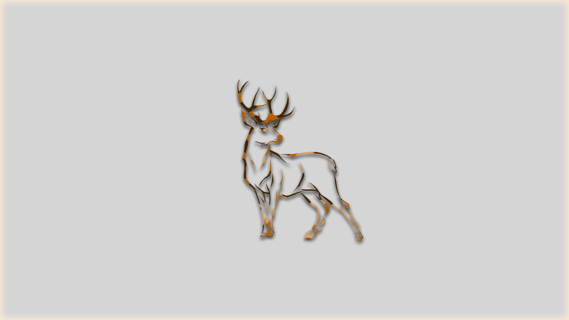 Brown deer with antlers on a light gray background HD Wallpaper