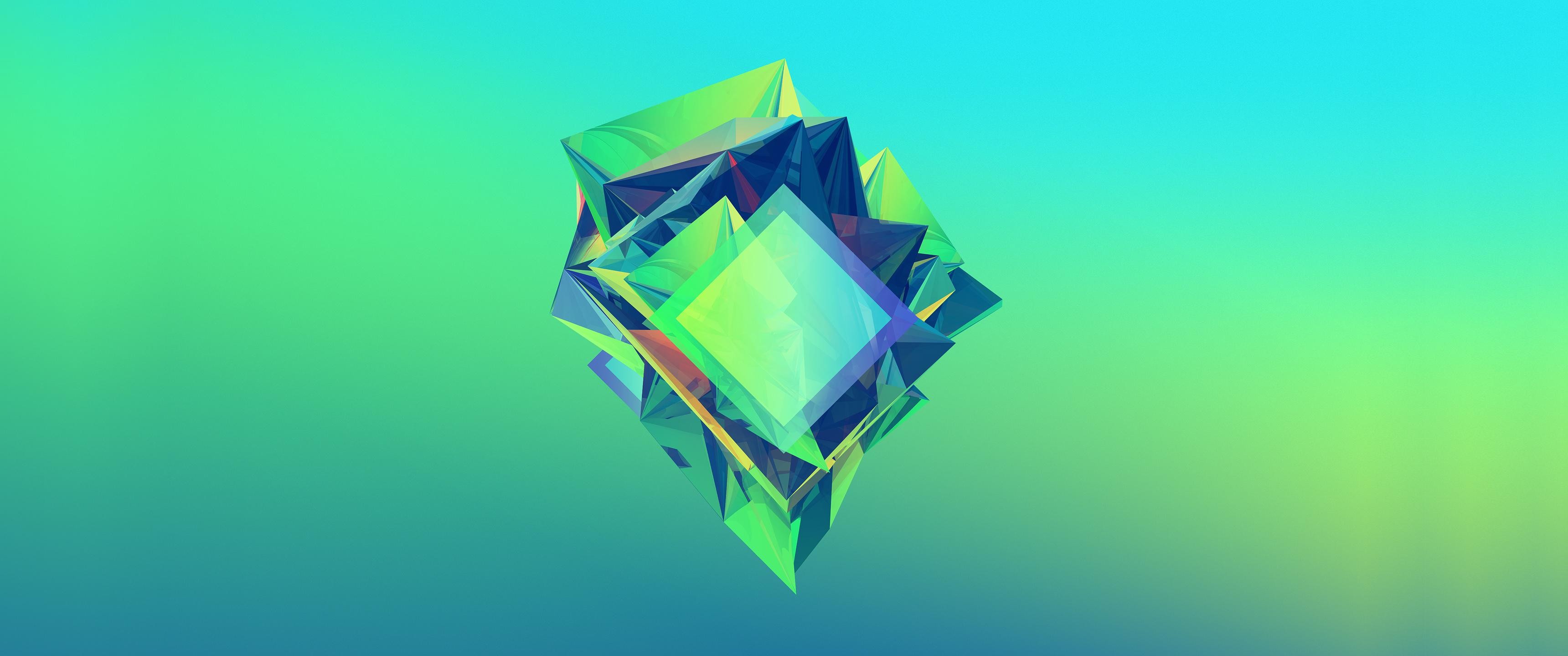 Abstract geometric crystal formation with gradient background HD Wallpaper