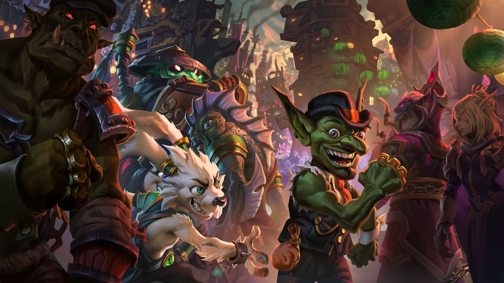 Hearthstone: Heroes of Warcraft characters in Mean Streets of Gadgetzan HD Wallpaper