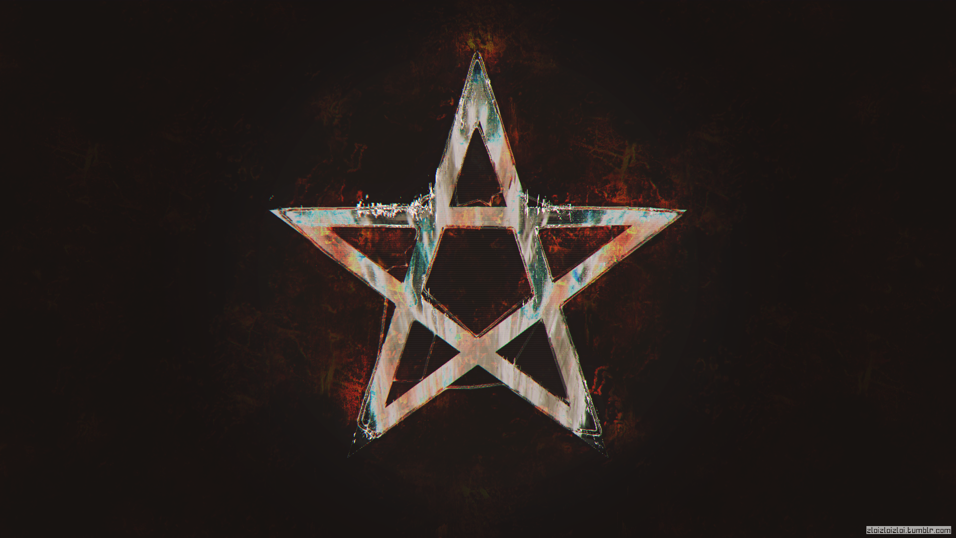 Glitch art pentagram with abstract background HD Wallpaper