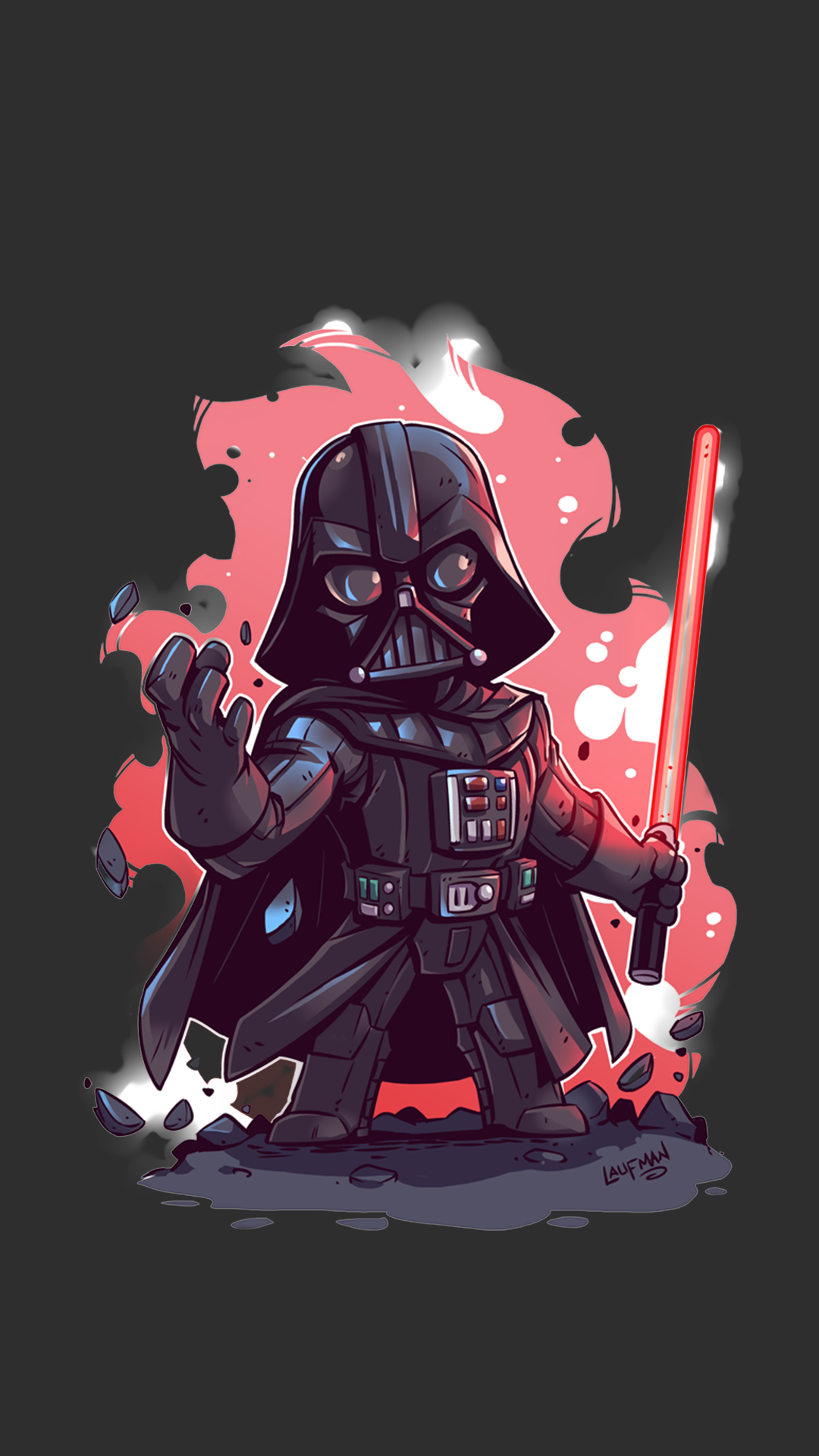 Darth Vader from Star Wars with a red lightsaber HD Wallpaper