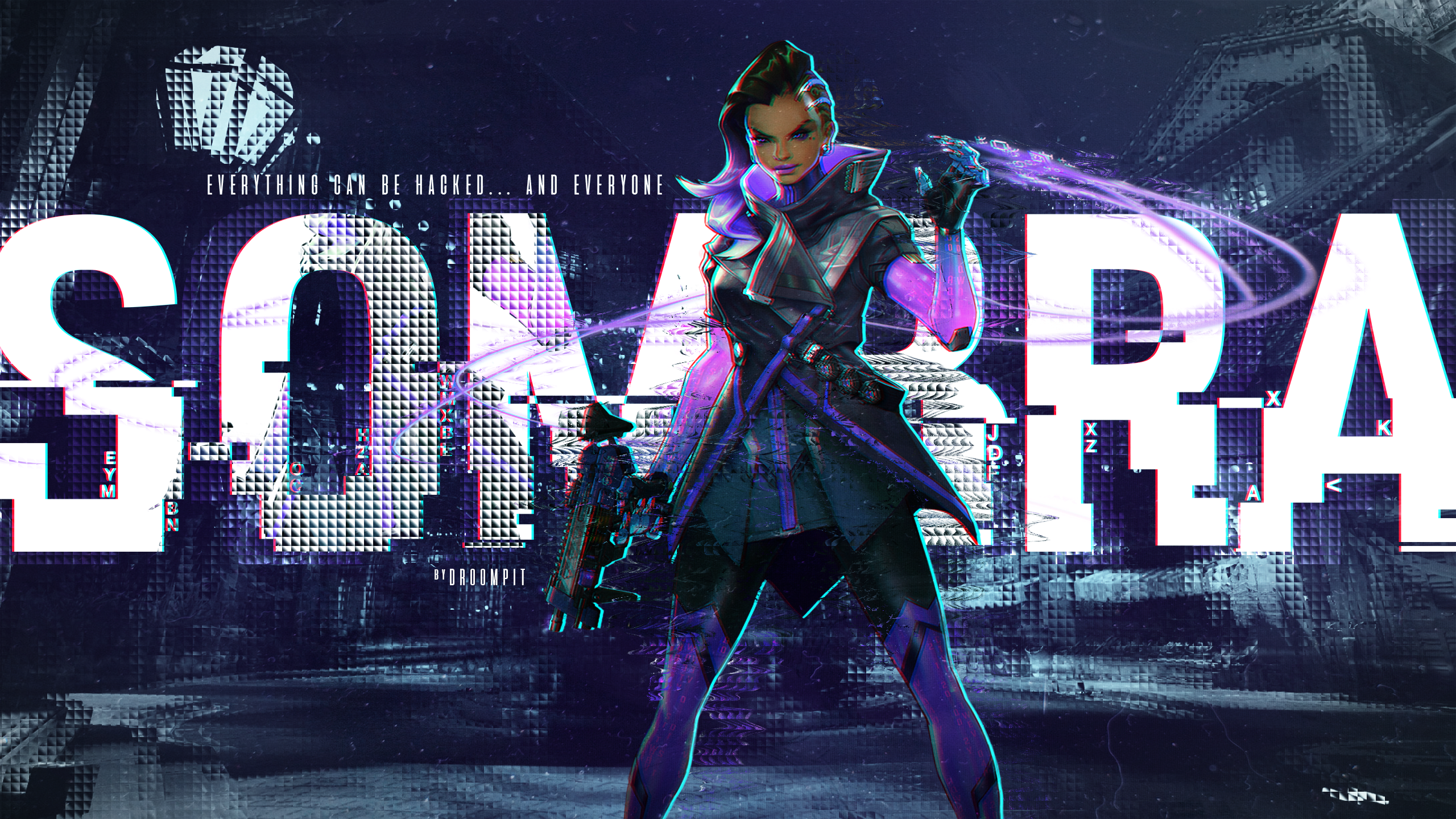 Sombra from Overwatch Glitch Art HD Wallpaper