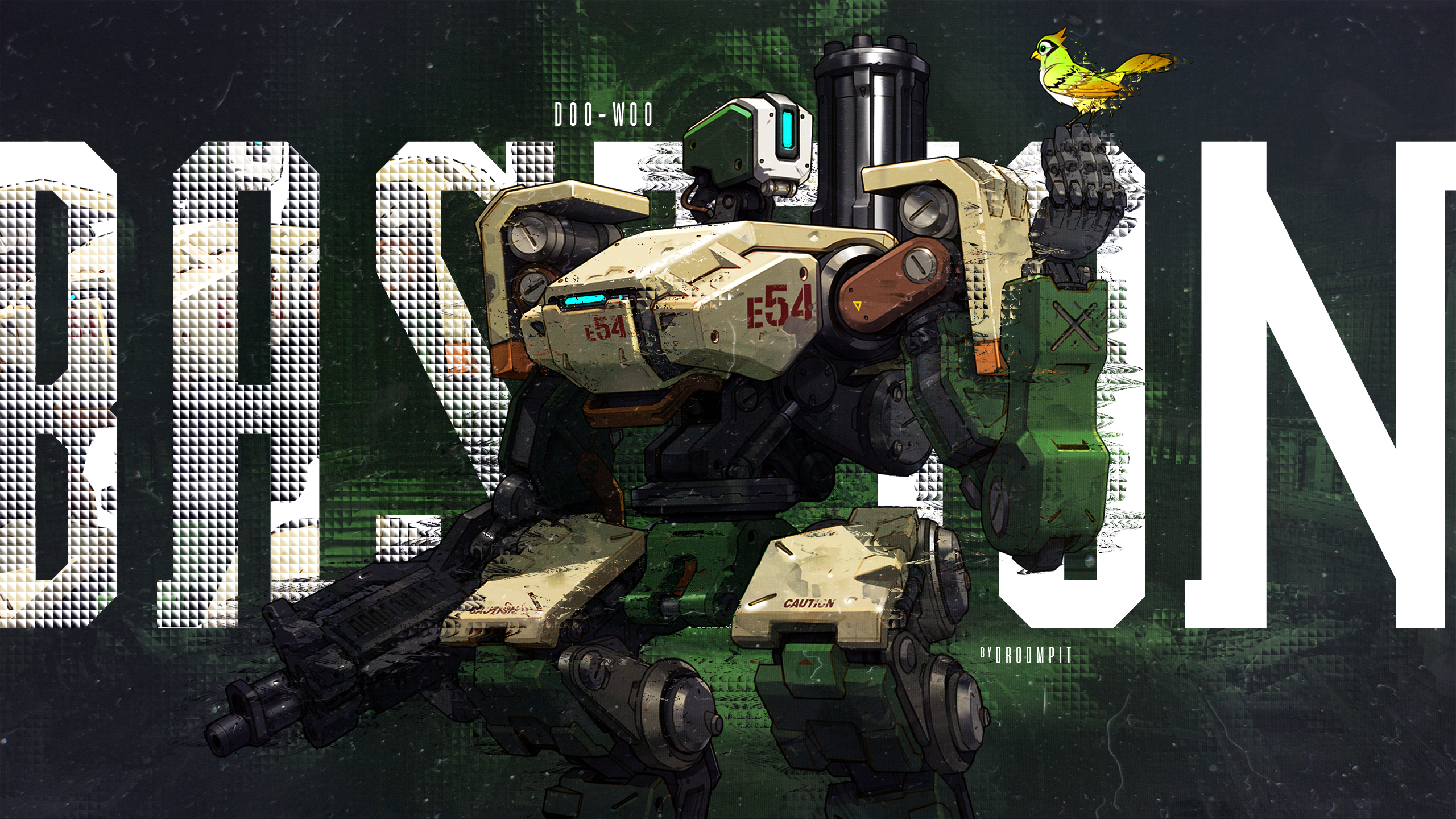 Bastion from Overwatch with a bird on its hand HD Wallpaper